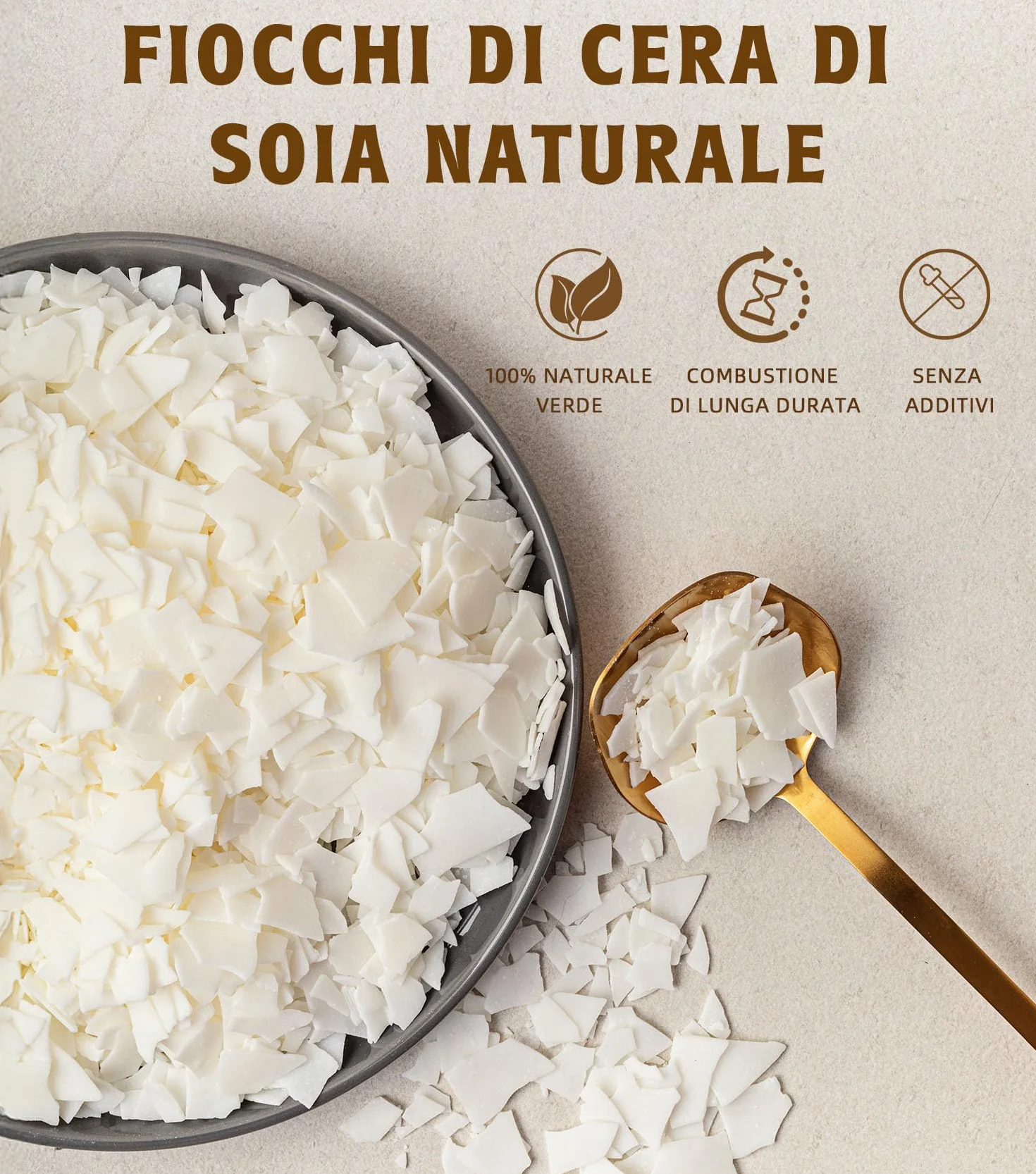 BOYUJK Cera di Soia Fiocchi per Candele 5KG, Premium Natural Cera per Candele, 100% Cera per Candele Fai da Te per La Produzione di Candele da Agricoltura Biologica
