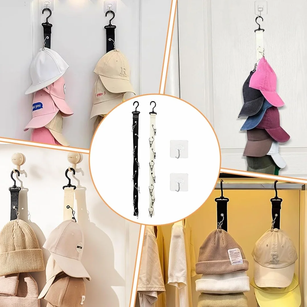 2 Pcs Porta Cappelli Da Parete, Portacappellini Con Visiera, Supporti Per Cappelli Da Appendere, Cappelliera Parete, Appendi Cappelli, Display Storage Rack Per Sciarpe, Appendiabiti Ganci