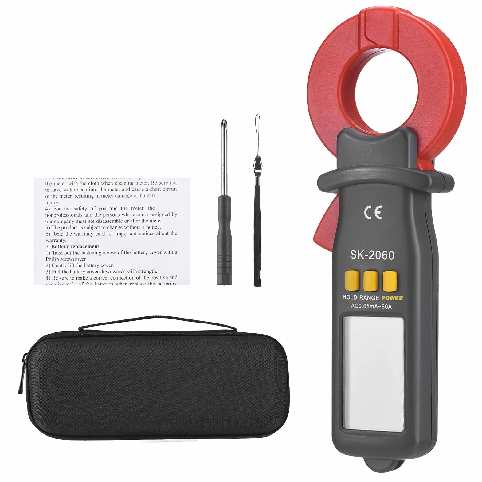 Garosa Pinza Amperometrica Digitale AC DC Misuratore di Dispersione di Corrente 60A Gamma Automatica Microamp Pinza Amperometrica con Apertura Ganascia da 30 Mm per Misurazioni Elettriche