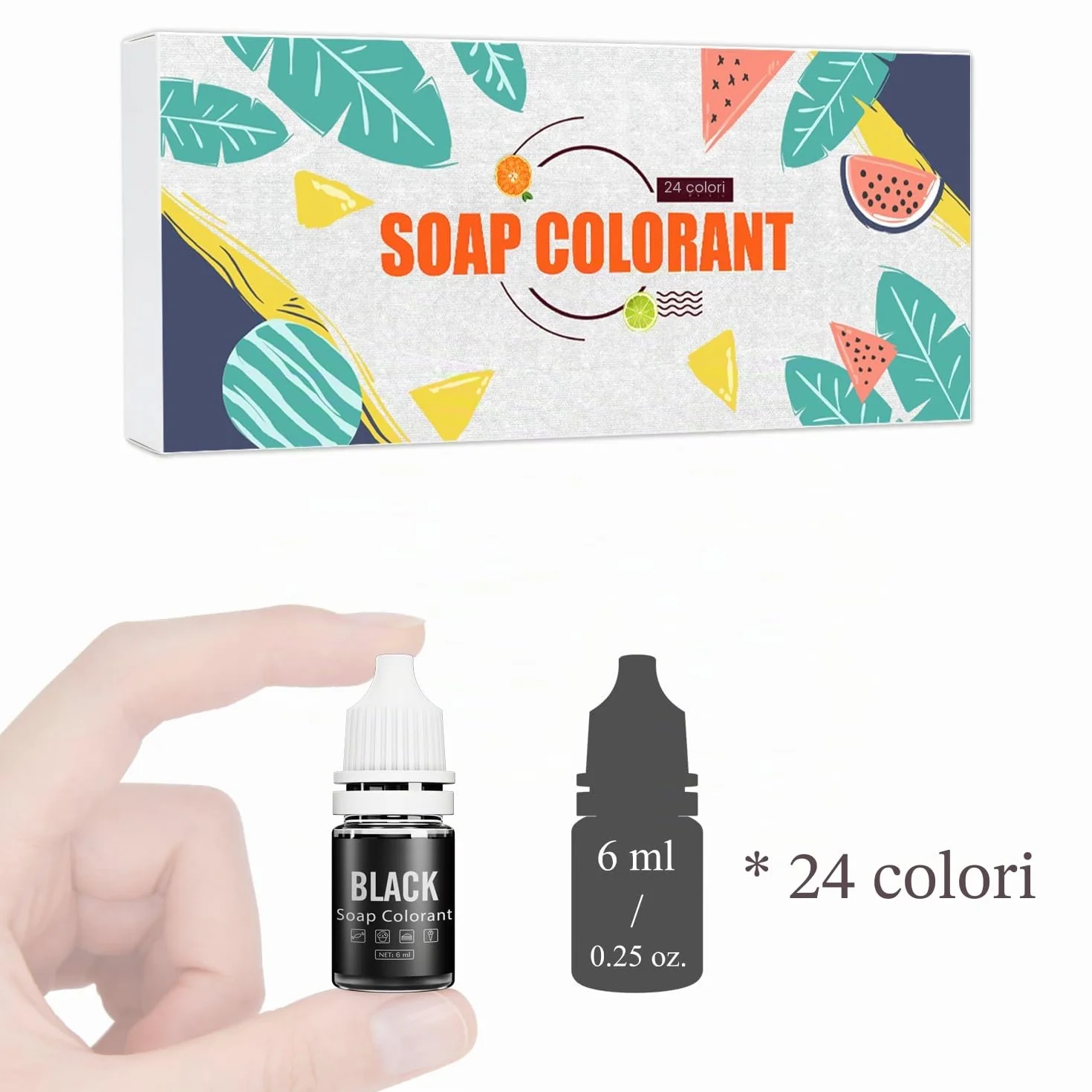Colorante per Saponi - 24 Colori Coloranti per Sapone Liquido per Produzione di Sapone, Bombe da Bagno - Colorante di Bombe da Bagno concentrato per Saponi Fatti a Mano Fai Da Te, Soaps, Creazioni