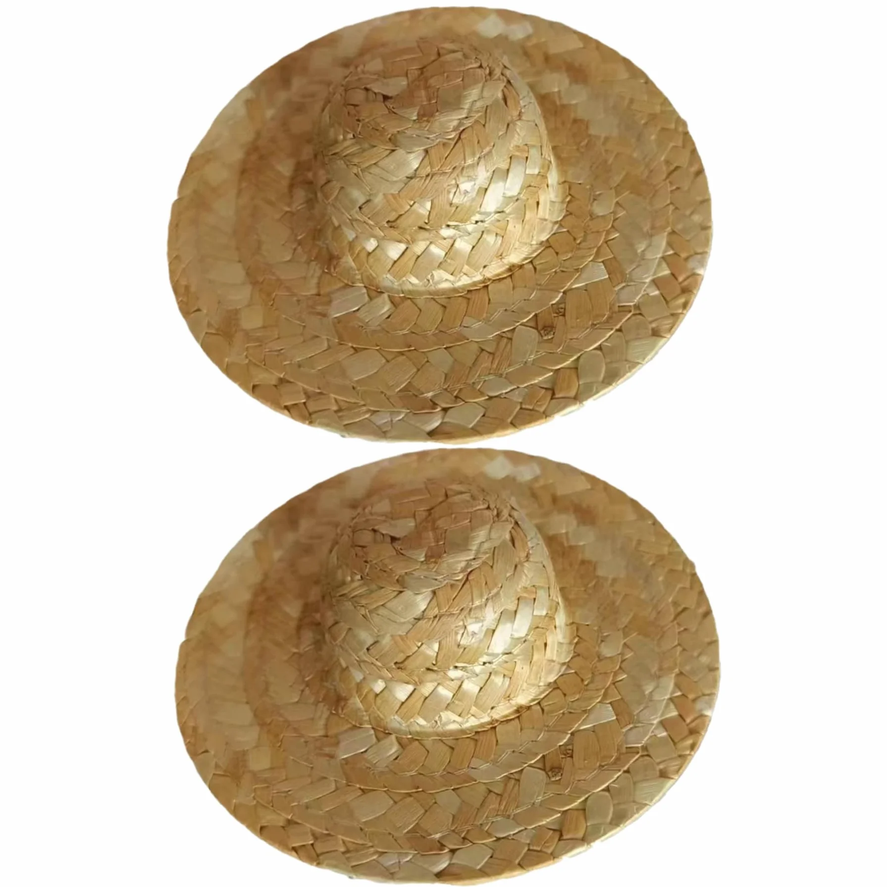 Mini Cappello di Paglia 2 Pezzi 2x1 Pollici Mini Cappelli Intrecciati a Tesa Larga realistici Cappelli di Paglia per Artigianato, Bottiglie di Vino, Decorazioni, Gioielli/Accessori per Bambole