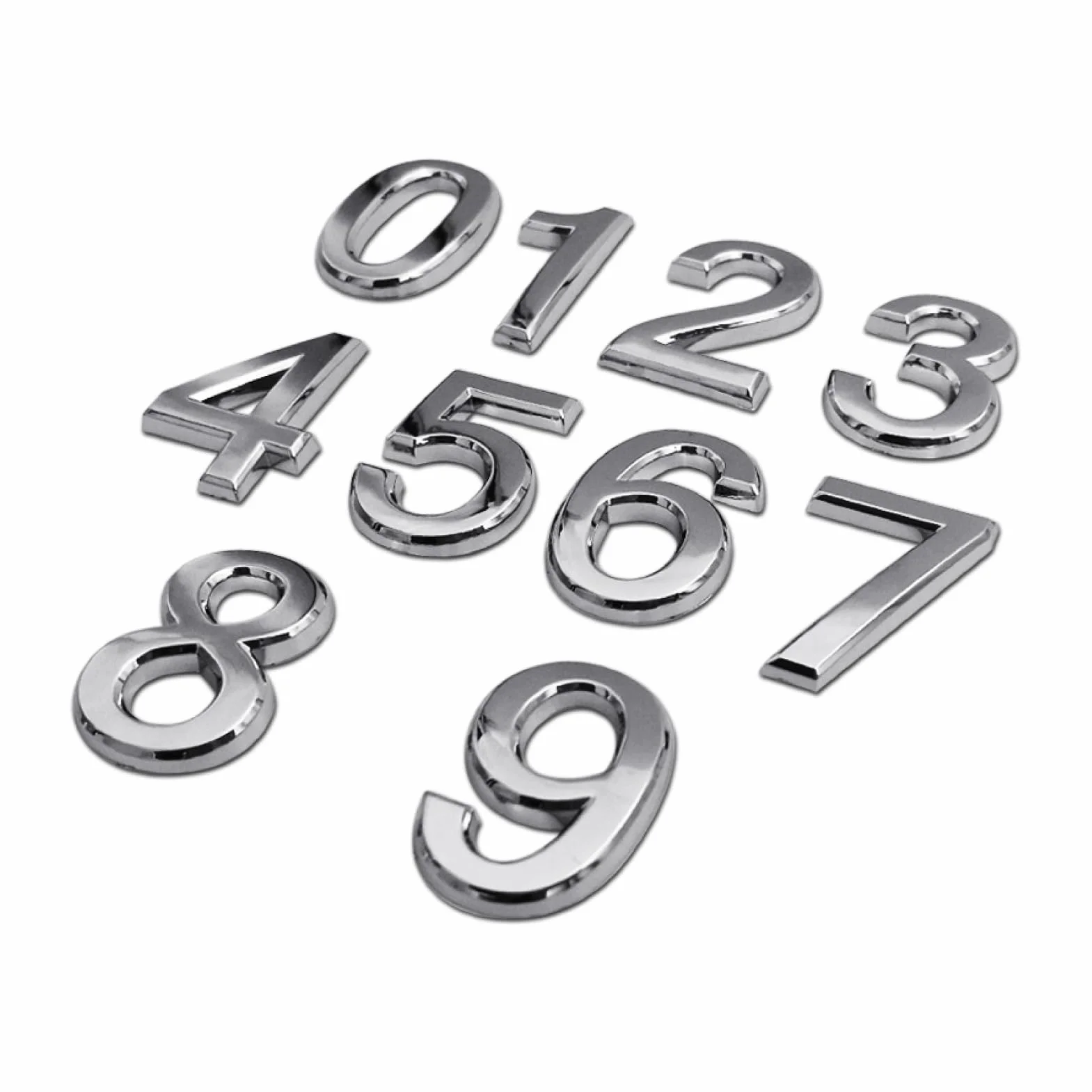 Numeri Adesivi 5 Cm,Numeri Per Cassette Postali,Numeri Camere Hotel Adesivi 3dArgenteo,Targhette Numeriche Da 0A9 Per Case, Appartamenti,Uffici,Cassette Postali (Argento, 50mm)