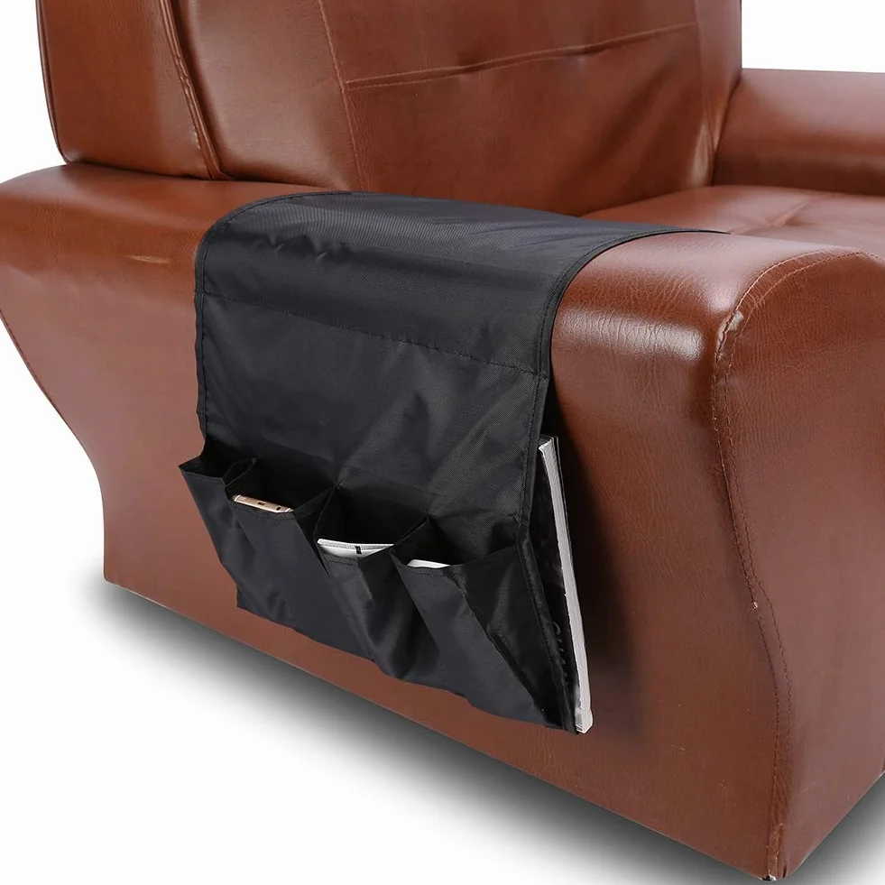 Dioche Tasca per Telecomando Tasca per Telecomando Oxfor Fabric Multifunzionale Tasca Portaoggetti per Divano Poltrona Porta Telecomando Organizer (Nero) (Nero)