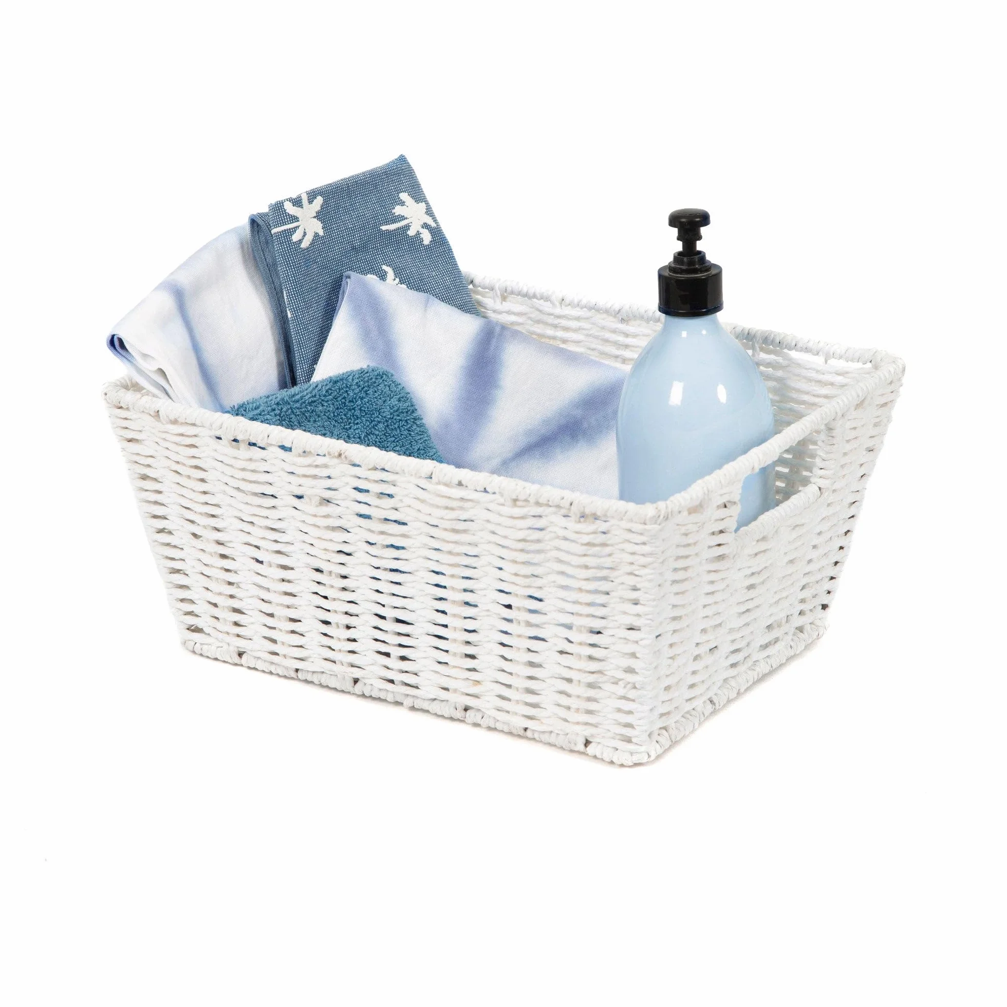 Compactor Etna Cesto Rettangolare in Carta Intrecciata a Mano Bianco 31 x 24 x H. 14 cm