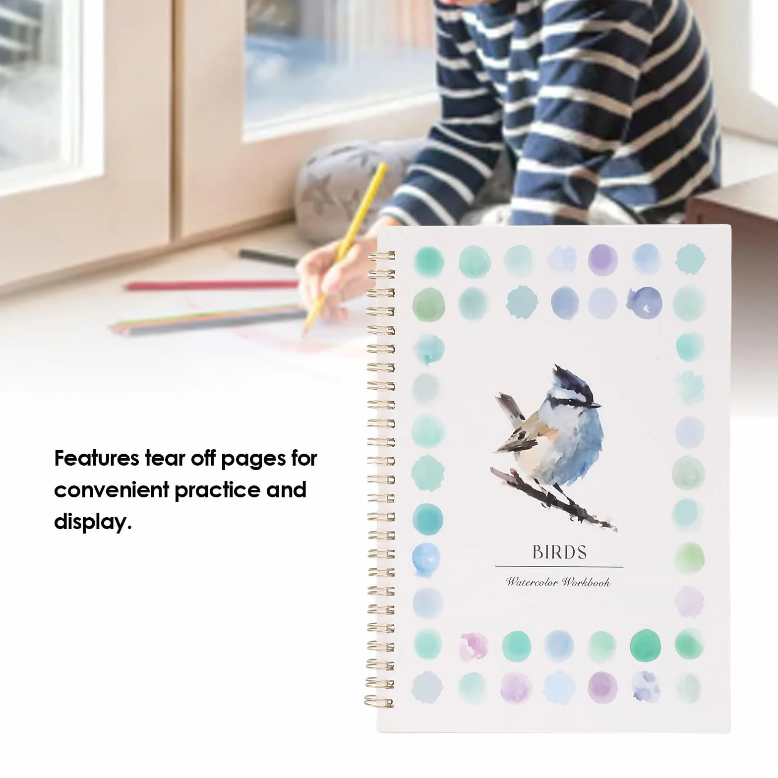EMUKOEP Quaderno di Esercizi per Acquerelli per Principianti, Libro di Pittura Ad Acquerello con Istruzioni Passo Passo, per Imparare, Ideale per Artisti e Hobbisti (Uccelli)