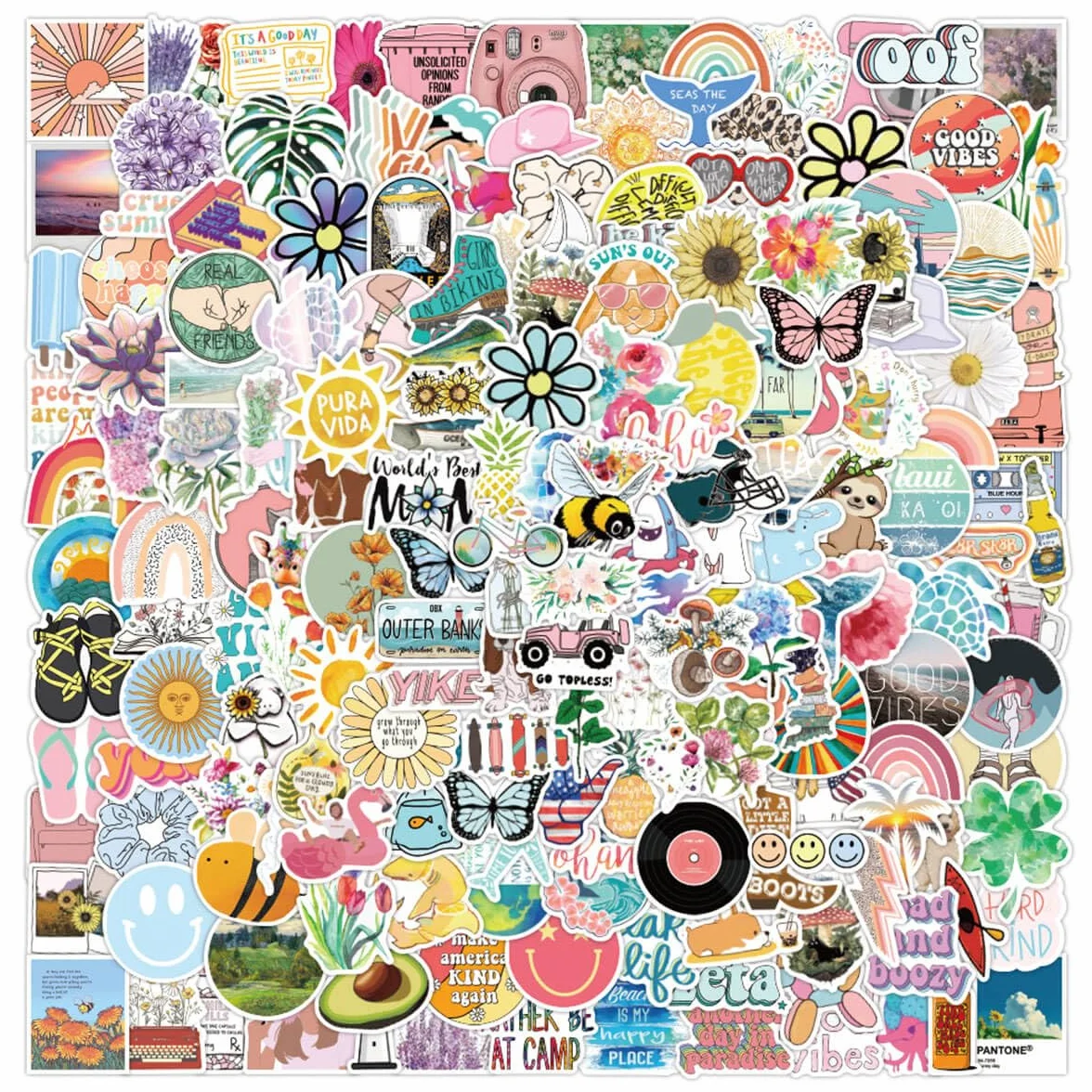 200 Pezzi Vinile Autocollant Aesthetic, Adesivi Impermeabili Per Computer Portatile, Chitarra, Tazza, Bottiglia d'acqua, Telefono Cellulare