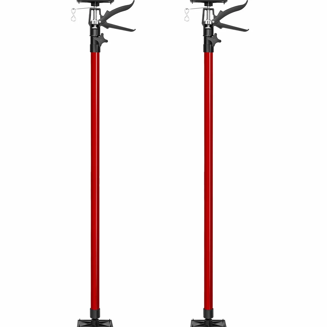 tectake® 2 Puntelli telescopici regolabili 20x8x115cm, Set 2 Pezzi Asta Telescopica fino a 290 cm, Portata 30 kg cad., Piastra di supporto antiscivolo, Supporto Solai, Cartongesso, Edilizia - Rosso
