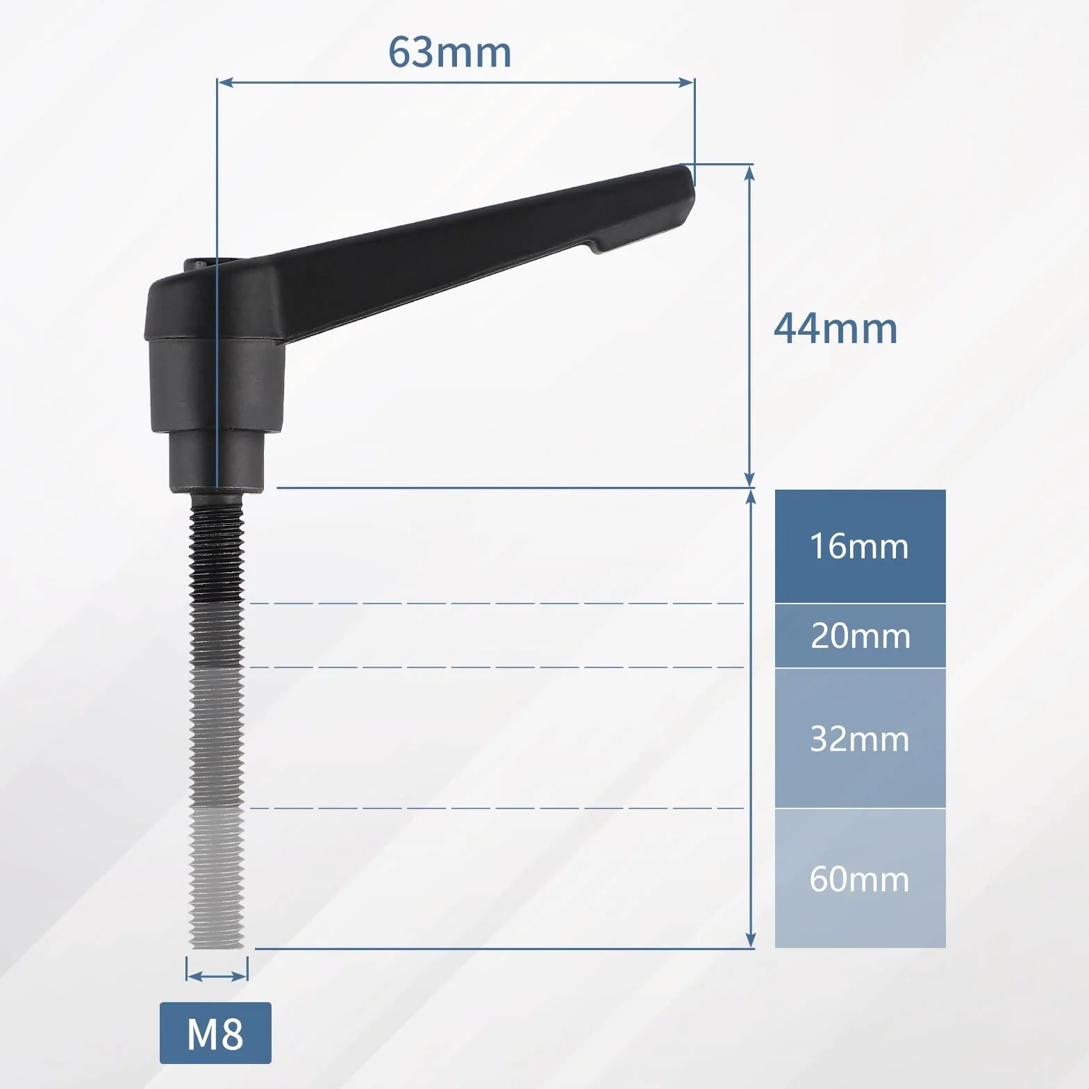 efuturetime 4 Pcs Maniglie a Leva di Serraggio M8-20mm Maniglia a Ripresa di Boccaggio Regolabile in Acciaio al Carbonio Nero