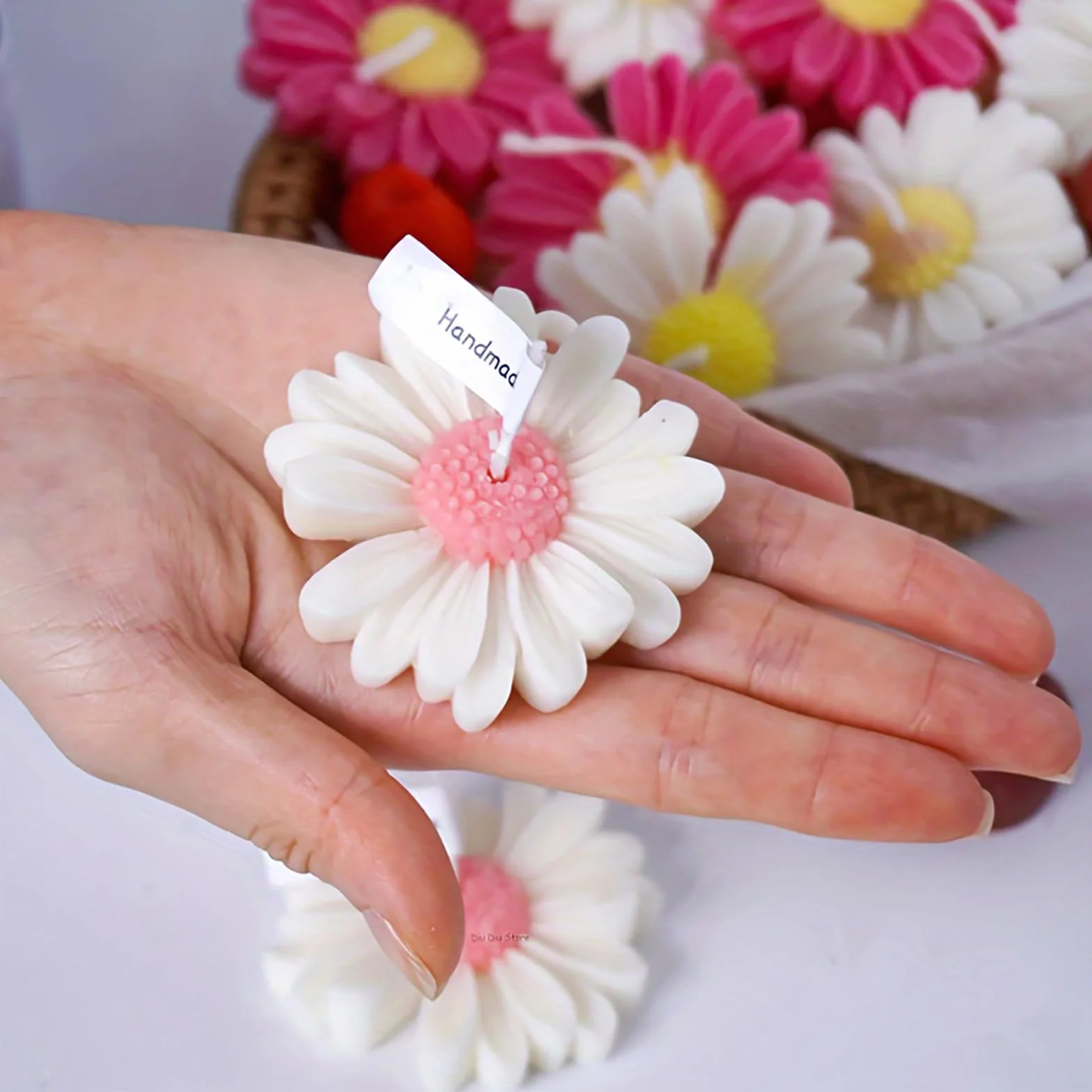4 stampi in silicone per candele, stampi per candele in silicone 3D, margherite, candele, fiori, candele, stampi per candele fai da te