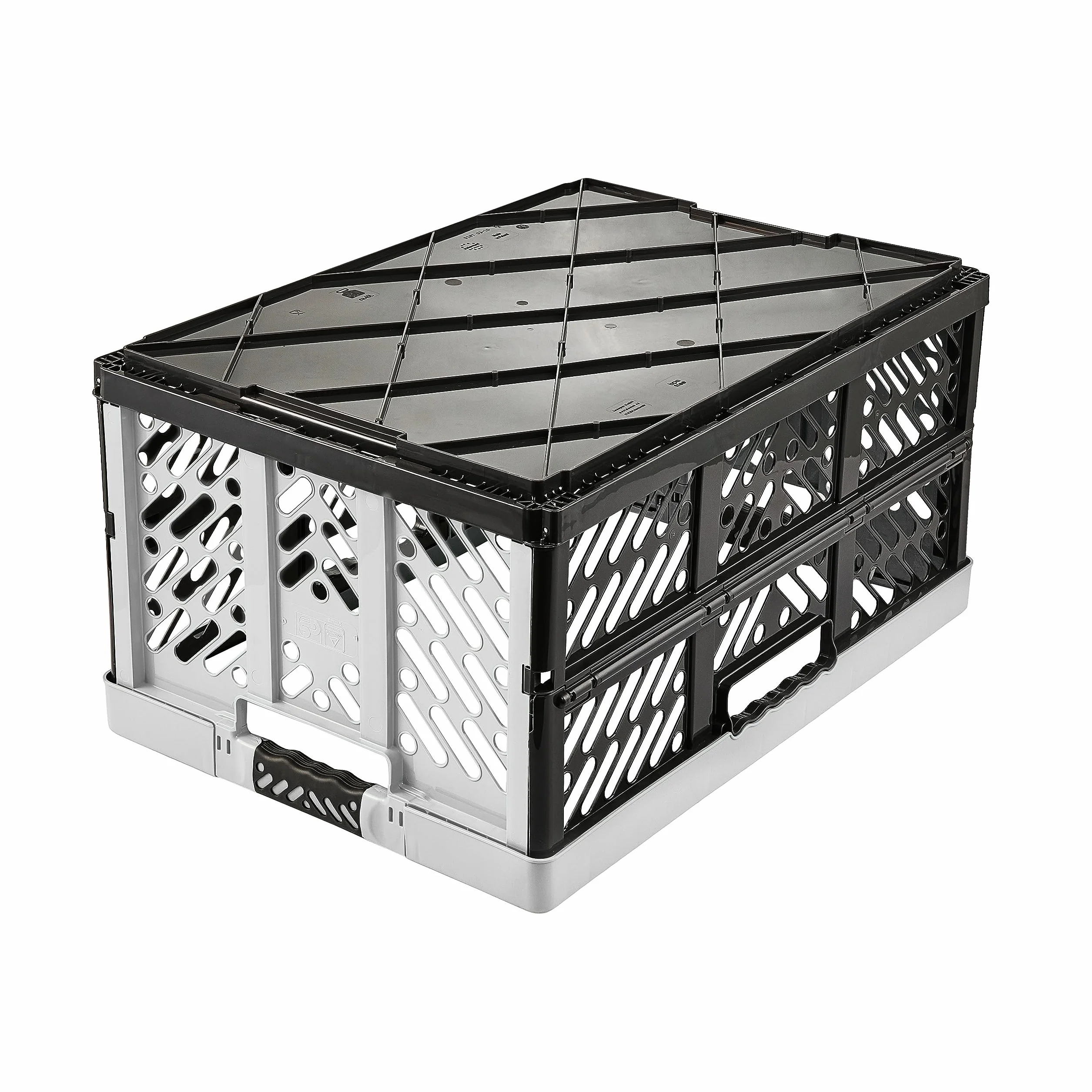 keeeper 2x Robusti Box Contenitori Pieghevoli con Impugnature Soft-touch, 54 x 37 x 28 cm, 45 L, Ben, Grigio Chiaro