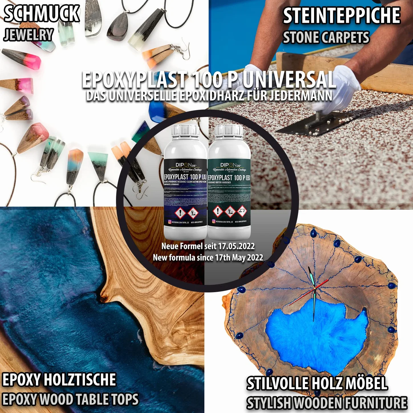 4,5 kg di resina epossidica trasparente 2K EP per legno, plastificazione, per tavoli in vetroresina, pavimenti, acquari, costruzione di oggetti, resistente ai raggi UV