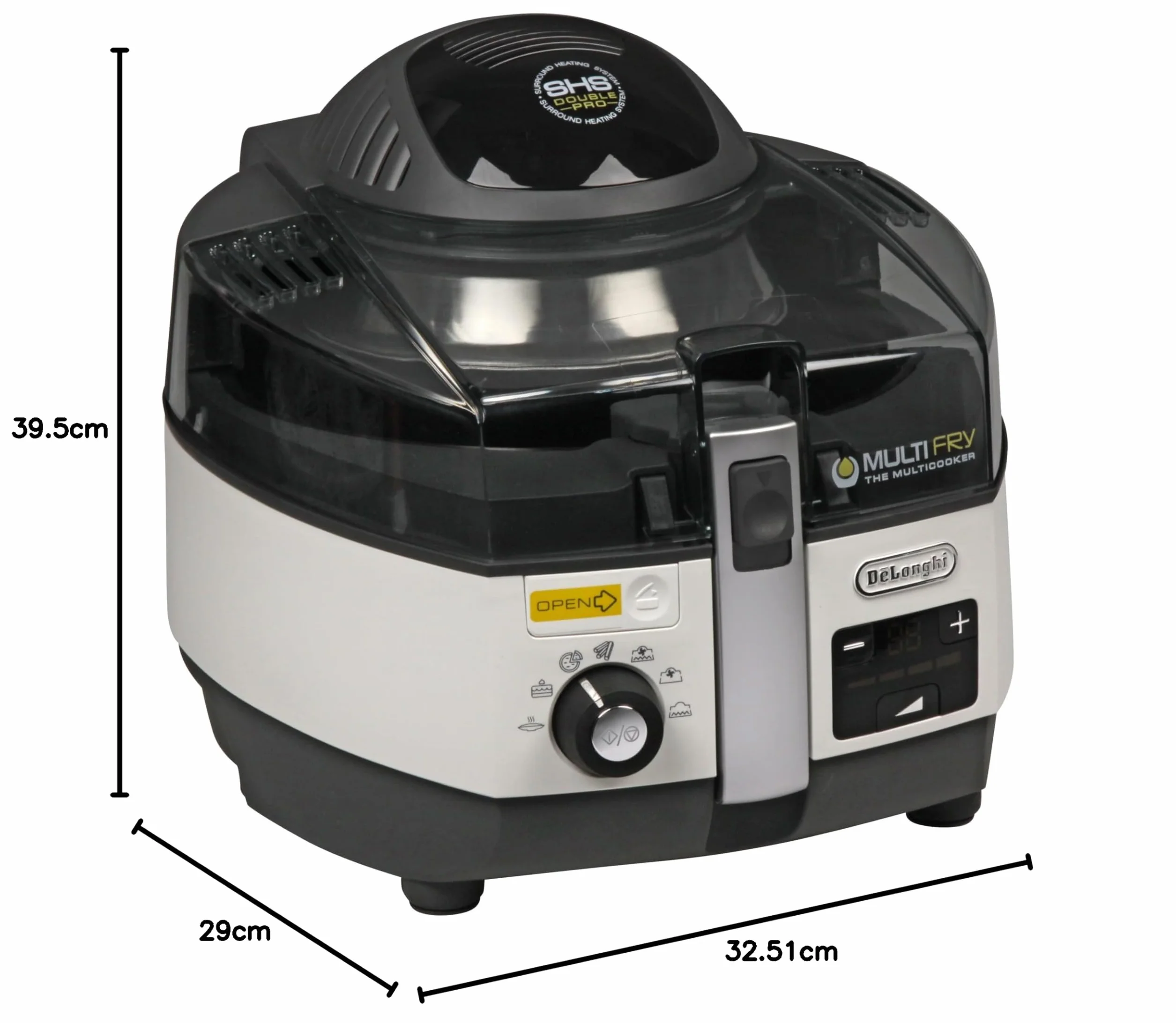 De'Longhi FH1394/2 Friggitrice ad Aria e Multicooker, Cuoce, Frigge e Sforna, Cottura rapida, capacità da 1,7kg e vasca removibile da 5,7L, 4 ricette preimpostate, APP DEDICATA, nero/silver