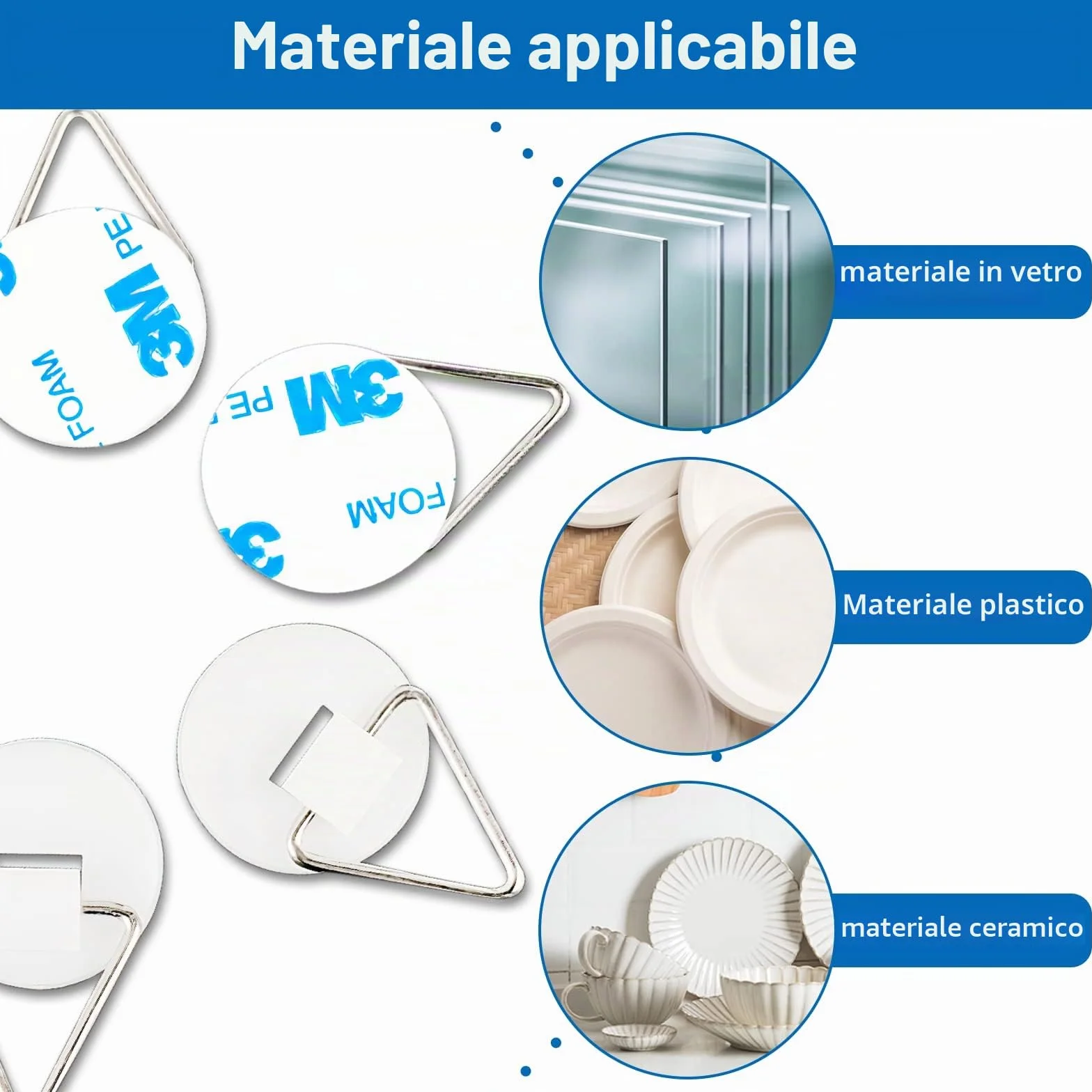 CONNECTION 50 PCS Ganci Adesivi Invisibili per Quadri 2CM Appendini Piatti da Parete Supporti Verticali Bagno Cucina