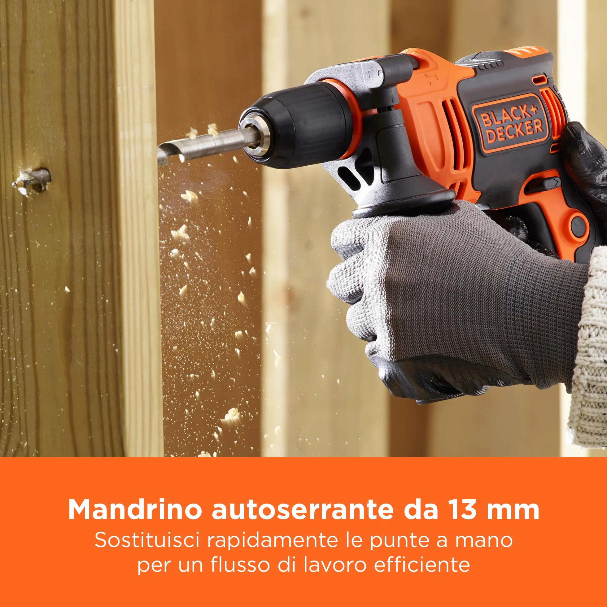 BLACK+DECKER 710W Trapano a percussione a filo ad alte prestazioni, 0-2800 giri/min, con 4 punte e kitbox, BEH710K-QS