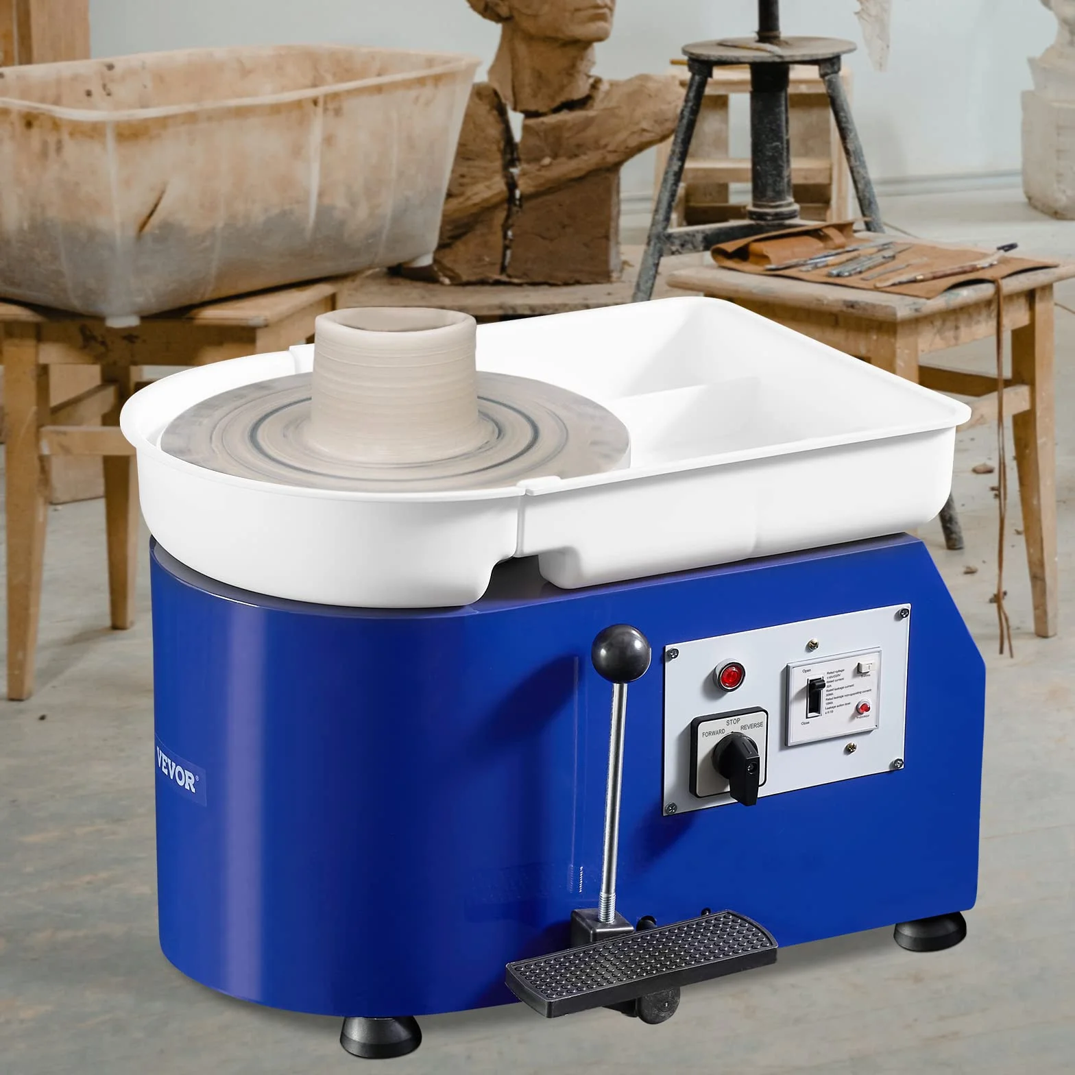 VEVOR Tornio per Ceramica Argilla con Pedale 350W Diametro 28cm Velocità 60-300 giri/min, Macchina Ruota di Ceramica Fai-da-te Hobbista Controllo Velocità Controllata 350W Livello Rumore entro 60 dB