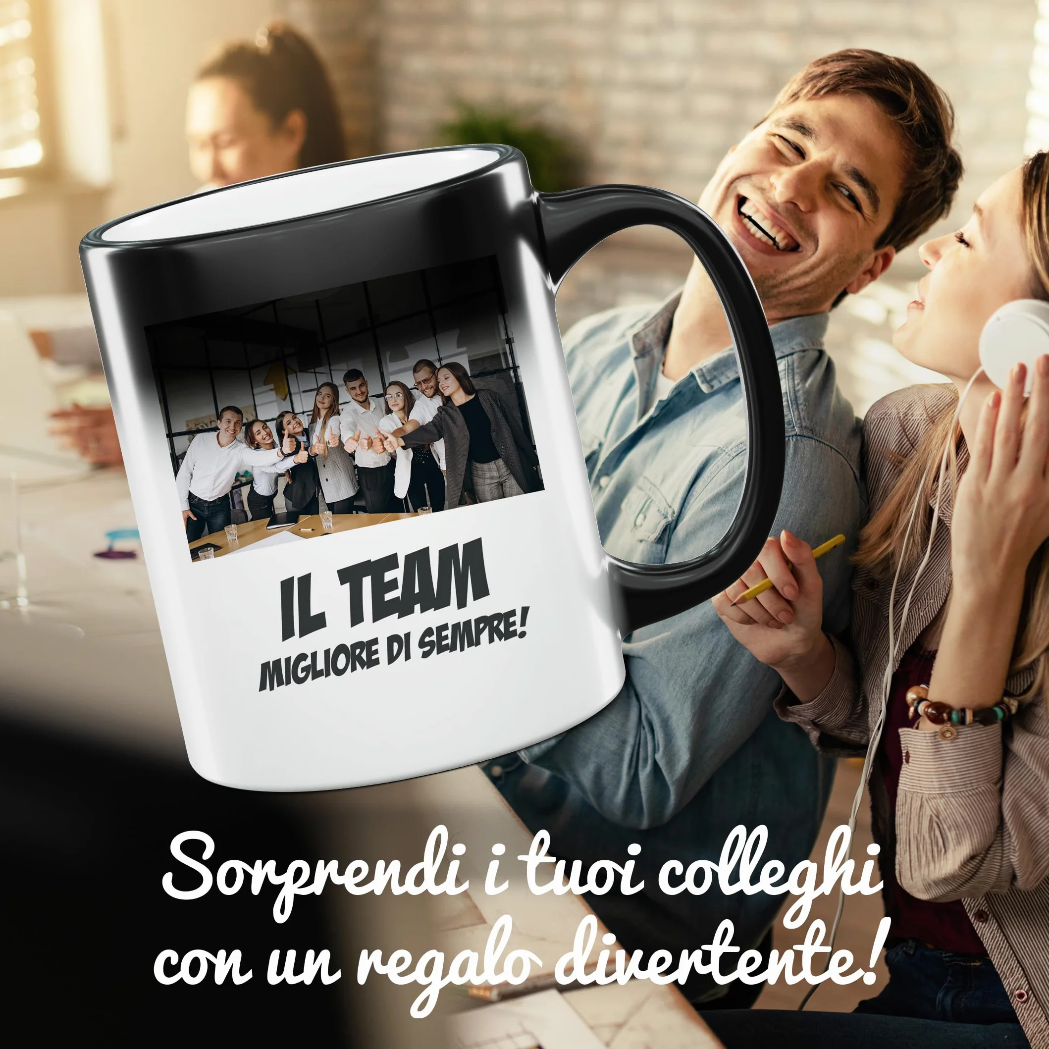 Tazza Magica Personalizzata con Foto, Testo e Logo - Mug in Ceramica Stampa Personalizzabile - Idea Regalo Uomo e Donna - Made in Italy