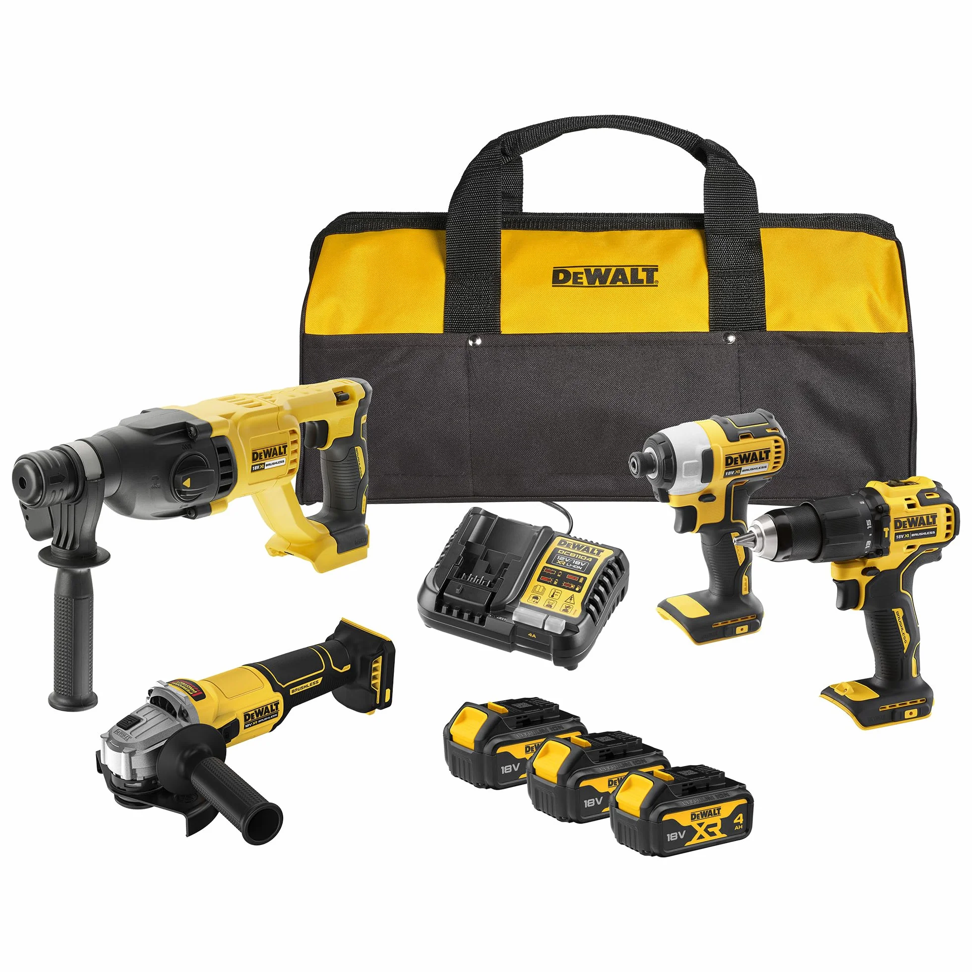 DEWALT Kit Combo 18V 4PC con 3 batterie 4Ah DCK424M3-QW