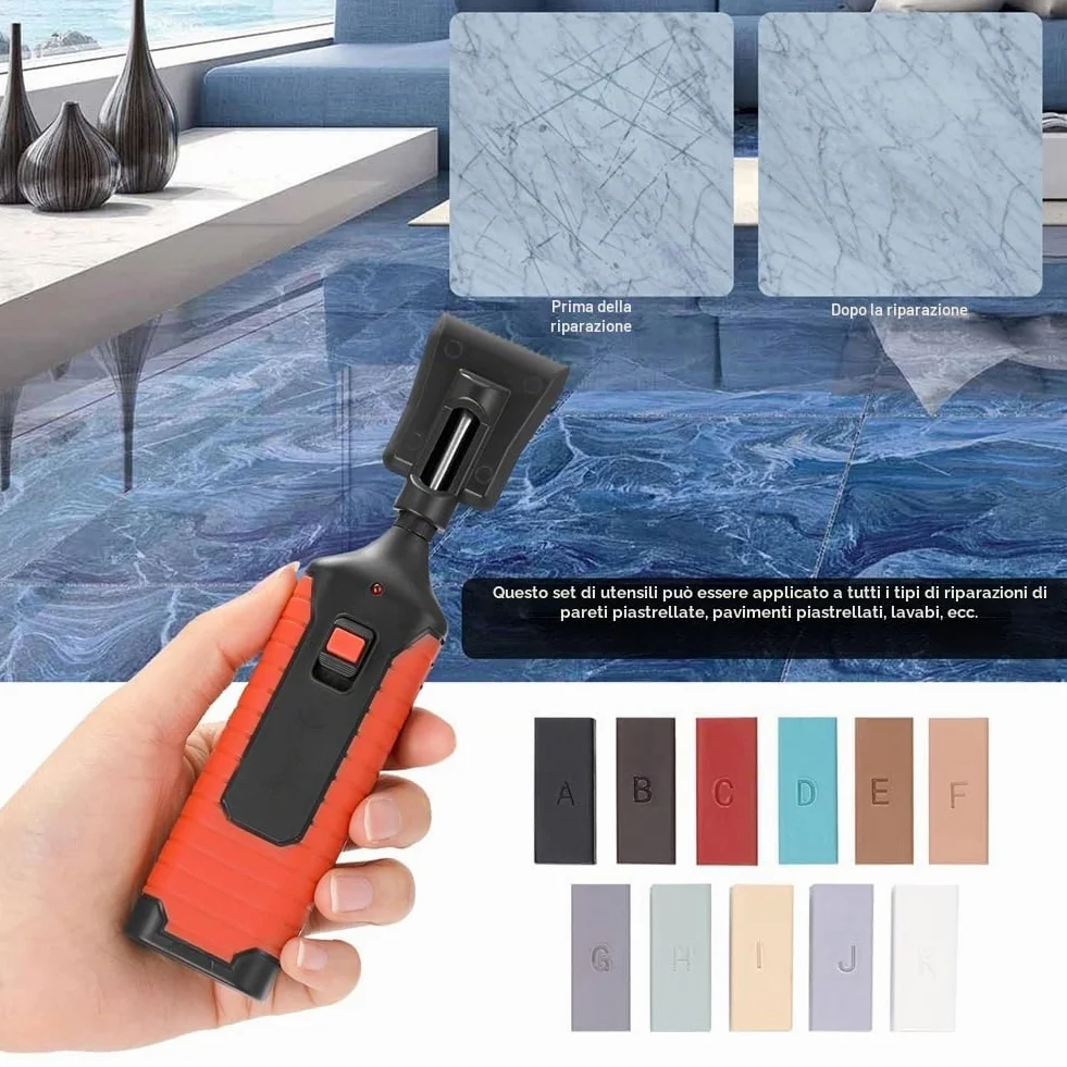 Set di strumenti per riparazione di piastrelle in ceramica Kit di riparazione per graffi Kit di riparazione per crepe Kit di riparazione per pavimenti Fai-da-te Kit di riparazione per fissare graffi e