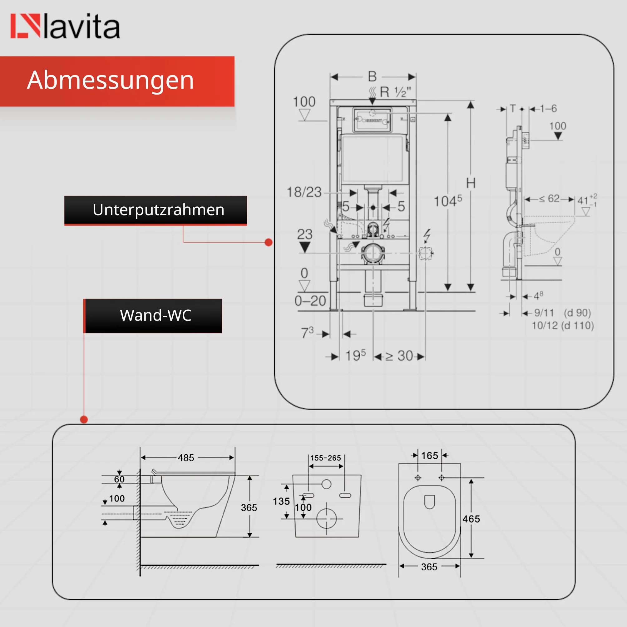 Lavita Duofix Basic Elemento a parete + Lavita WC a scarico profondo Dalia Bianco senza bordo + Sedile WC con chiusura automatica + Pannello di comando Delta 25 Pulsante bianco Set completo