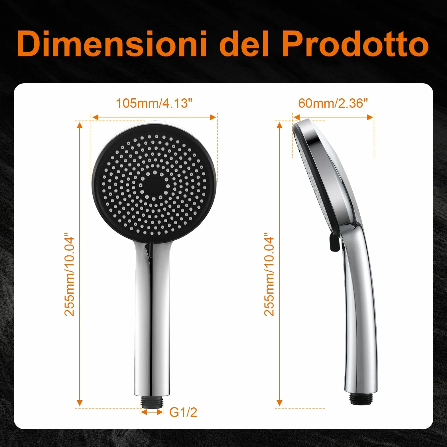 GRIFEMA Soffione Doccia Alta Pressione – 3 Modalità di Spruzzo, 216 Ugelli in Silicone Anticalcare, Design Leggero, Finitura Cromata, Universale e Facile da Installare, G807