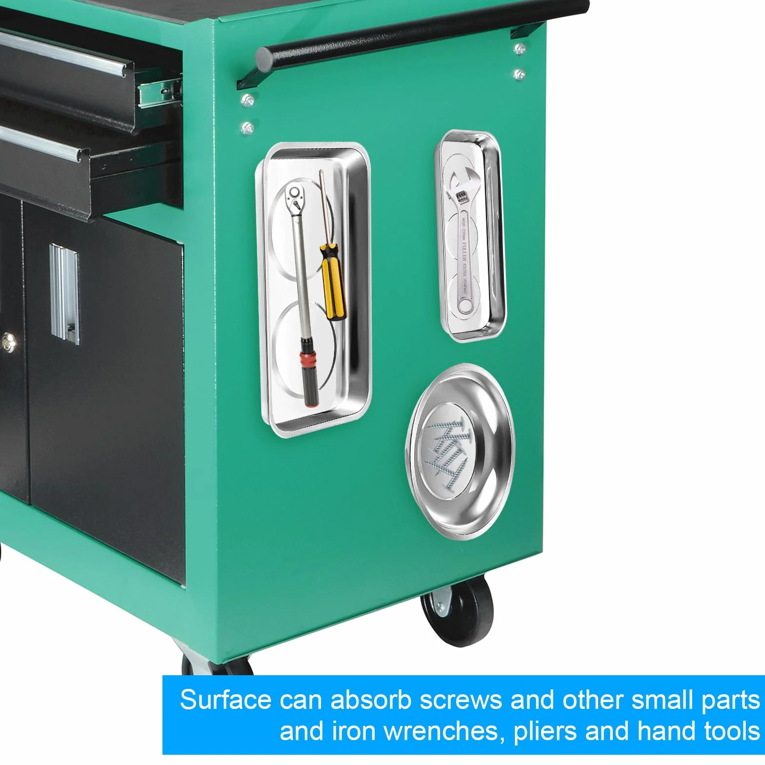 4 Pezzi Officina Vassoio Magnetico Kit, Vassoi in Acciaio Inossidabile Includono Vassoi per Utensili Rotondi e Rettangolari, per Attrezzi, Viti, Punte e Chiodi (4)