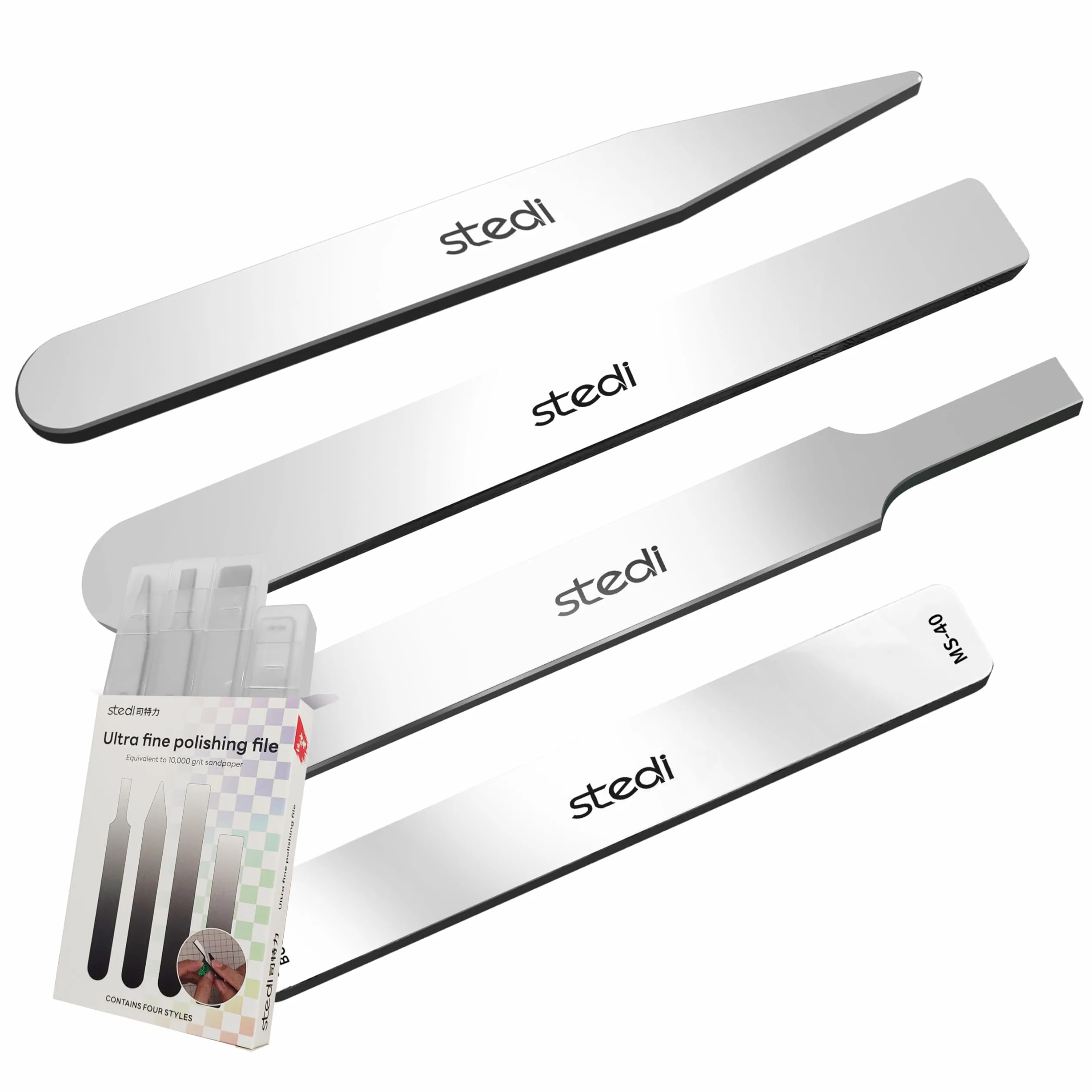 stedi Hobby - Set di 4 utensili per lucidatura e lucidatura, per smerigliatura a specchio in vetro con grana 10000, per modelli Gundam in plastica, legno, parti con base in resina.