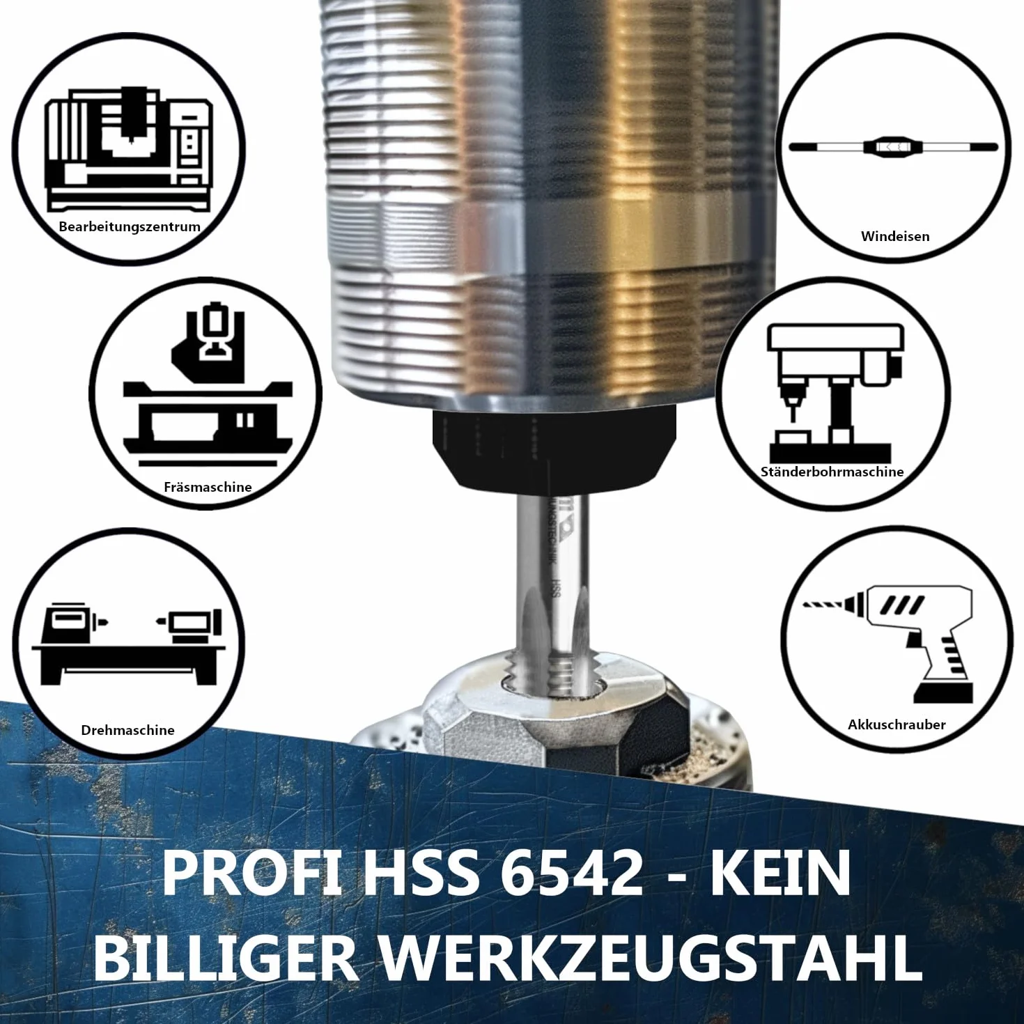 Maschio per filettatura G1/8 | Filettatura gas standard inglese | Filettatura tubo HSS | Filettatura tubo Whitworth G | Maschio per filettatura a taglio singolo gas - G (BSP) 1/8
