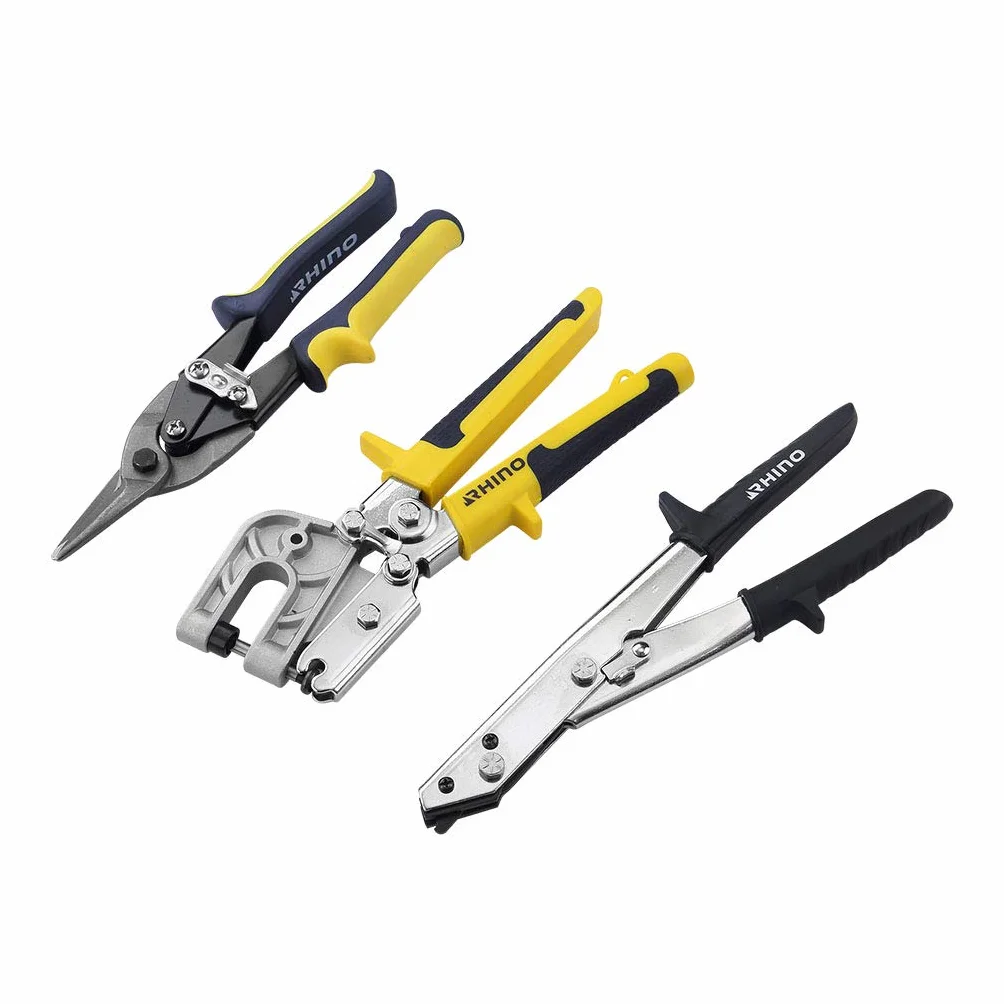 RHINO - Set di 3 utensili, kit 3 pezzi - Cesagliatore/Gripsettrice/crimpatrice - appositamente progettato per piastre - 5 anni di garanzia