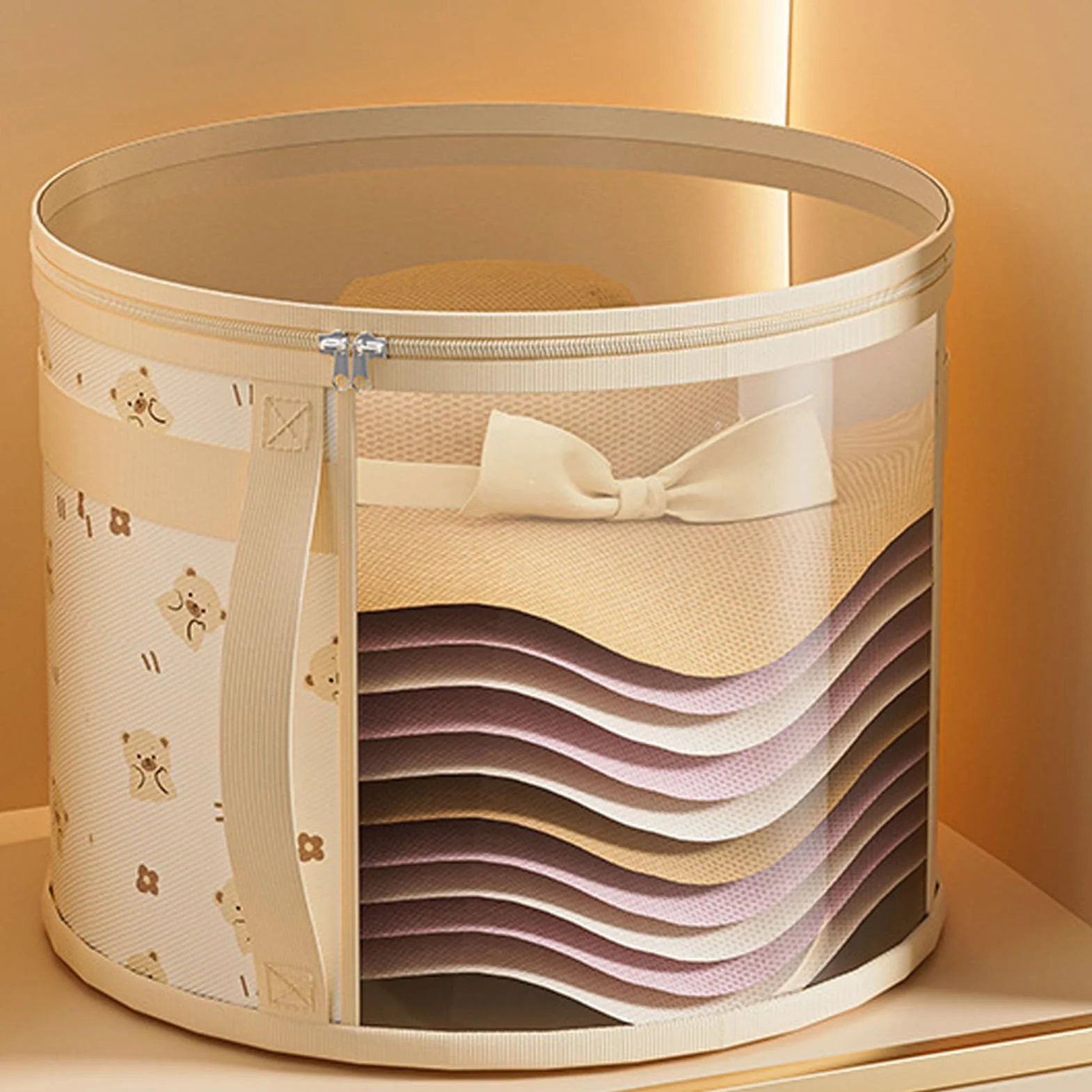 Generisch Scatola portaoggetti per cappelli impilabile antipolvere pieghevole organizer rotondi viaggi