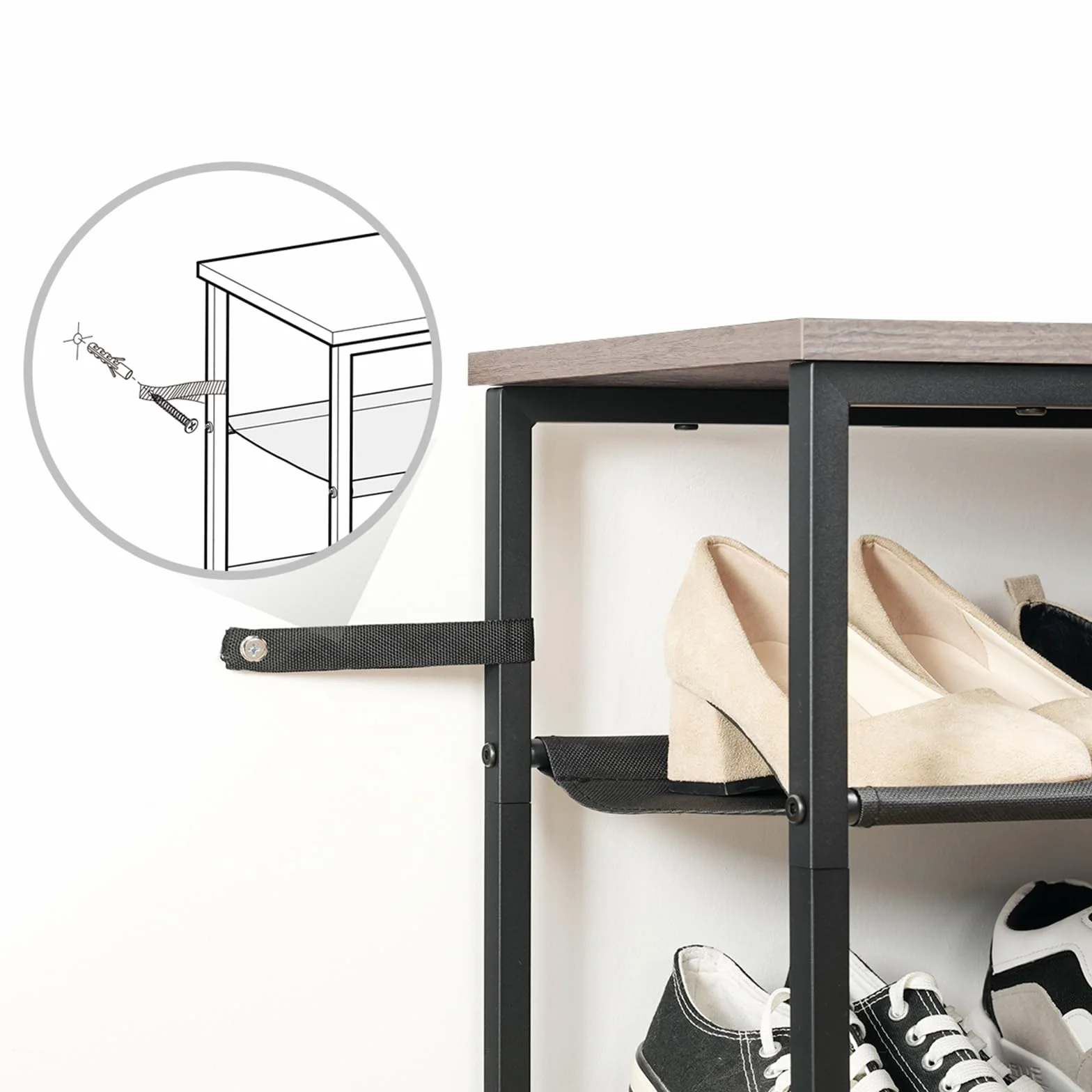 HOOBRO Scarpiera a 5 Ripiani, Scaffale Portascarpe, Organizzatore per 16-20 Paia di Scarpe con 4 Ripiani in Tessuto Oxford e Piano, per Ingresso e Armadio, Stile Industriale, Grigio Talpa EBG50XJ01