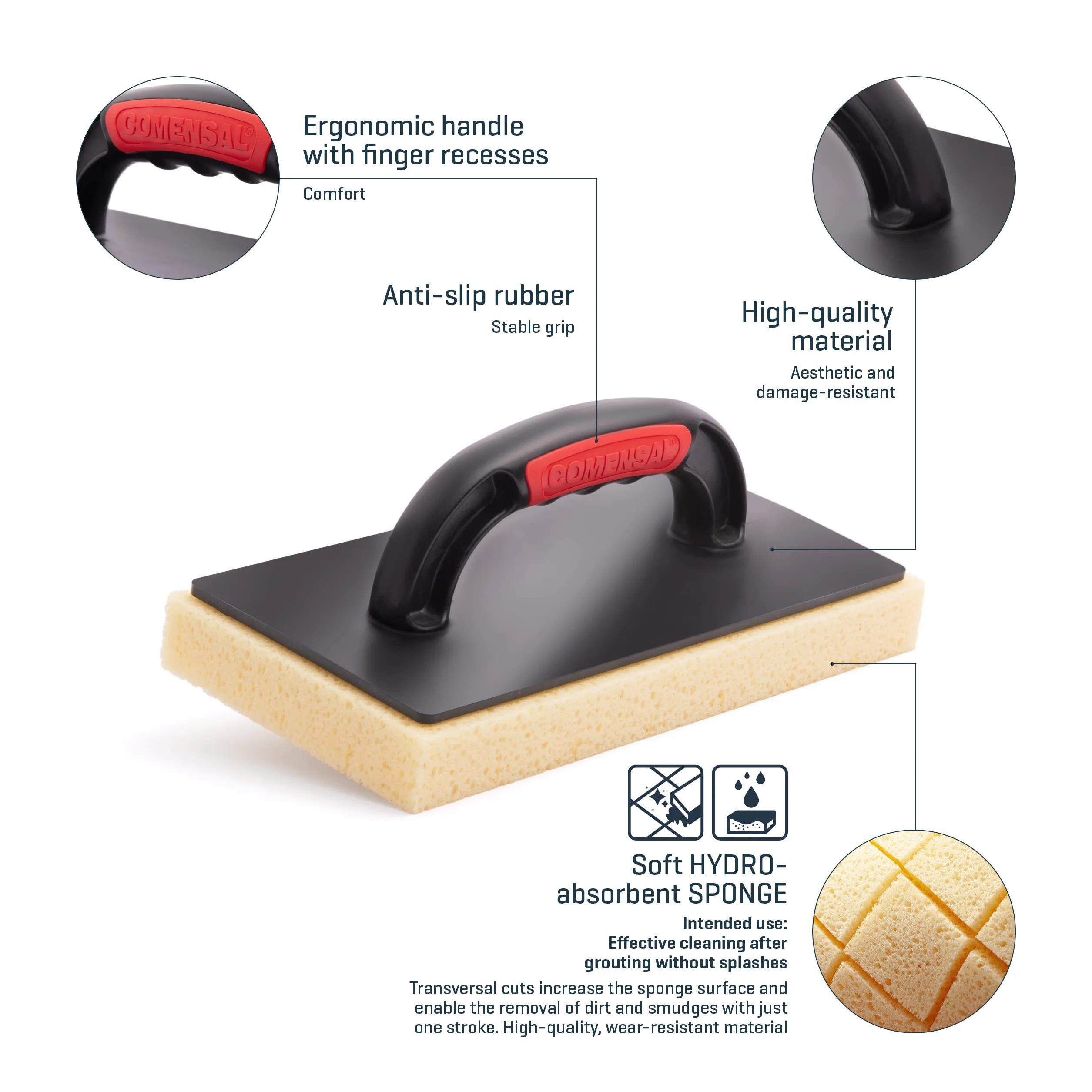 COMENSAL® HYDRO - Lavandino in spugna per piastrelle, in spugna, assorbente, made in EU, 280 x 140 mm
