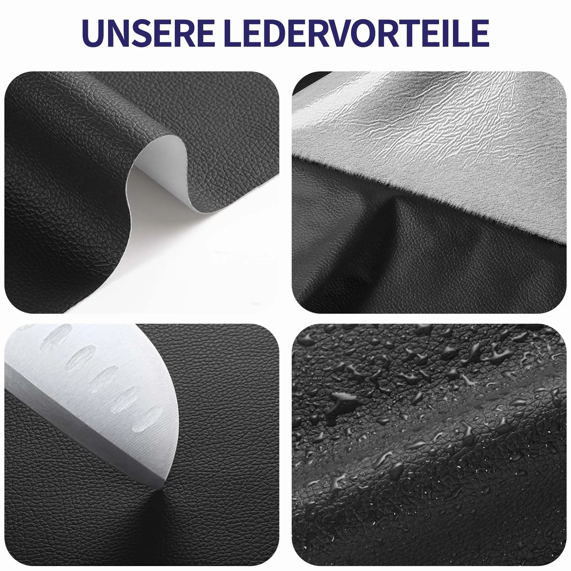 43x300cm Pelle Adesiva per Riparazioni Patch in PU Pelle per Divano, Sedile Auto, Mobili, Borsa, Tappezzeria Nero