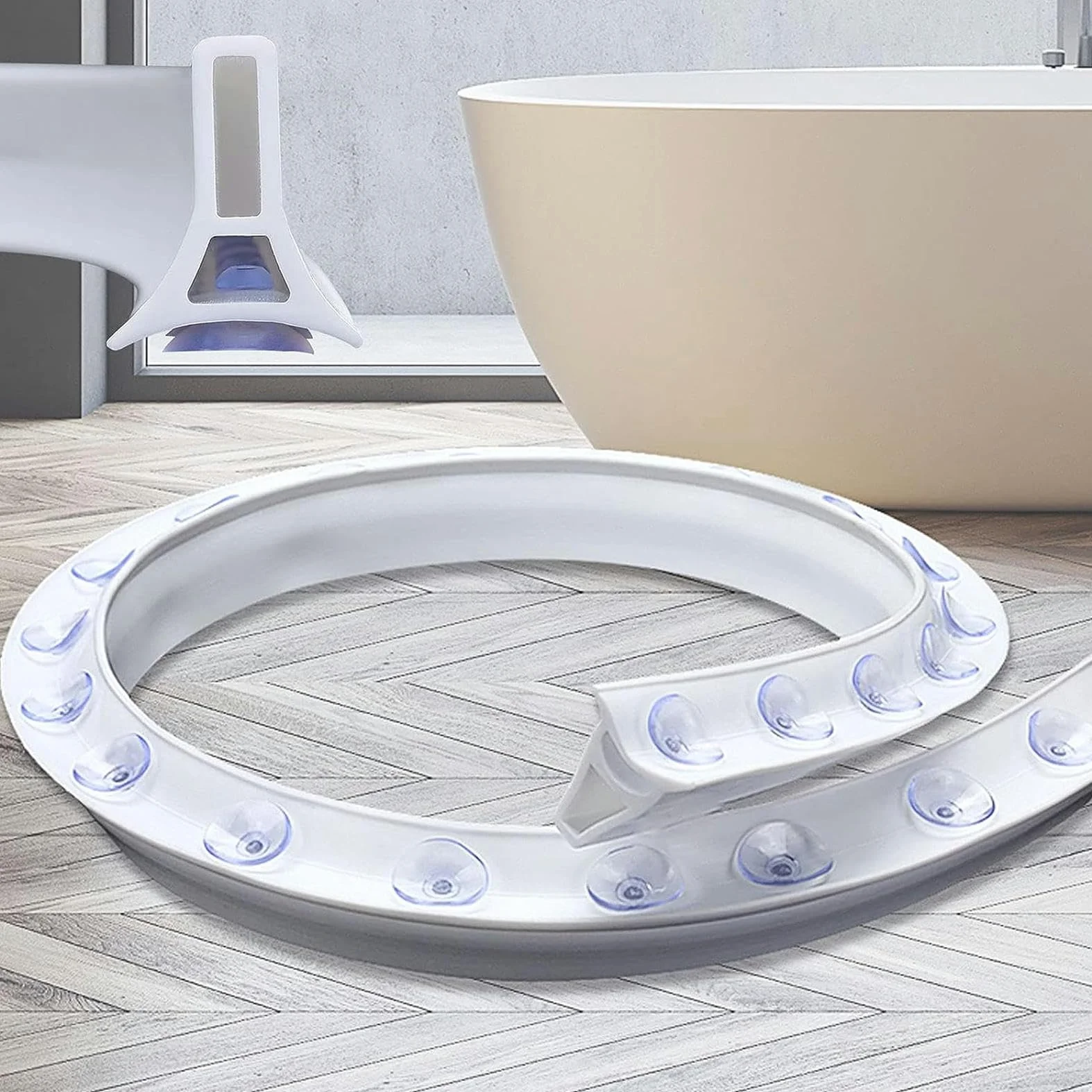 Soglia Doccia a Ventosa Barriera Diga d'Acqua, Guarnizione per Pavimento del Bagno in Stanza Umida in Silicone, Barriera di Ritenzione Doccia Pieghevole Tappo Acqua per Separazione Asciutto e Bagnato