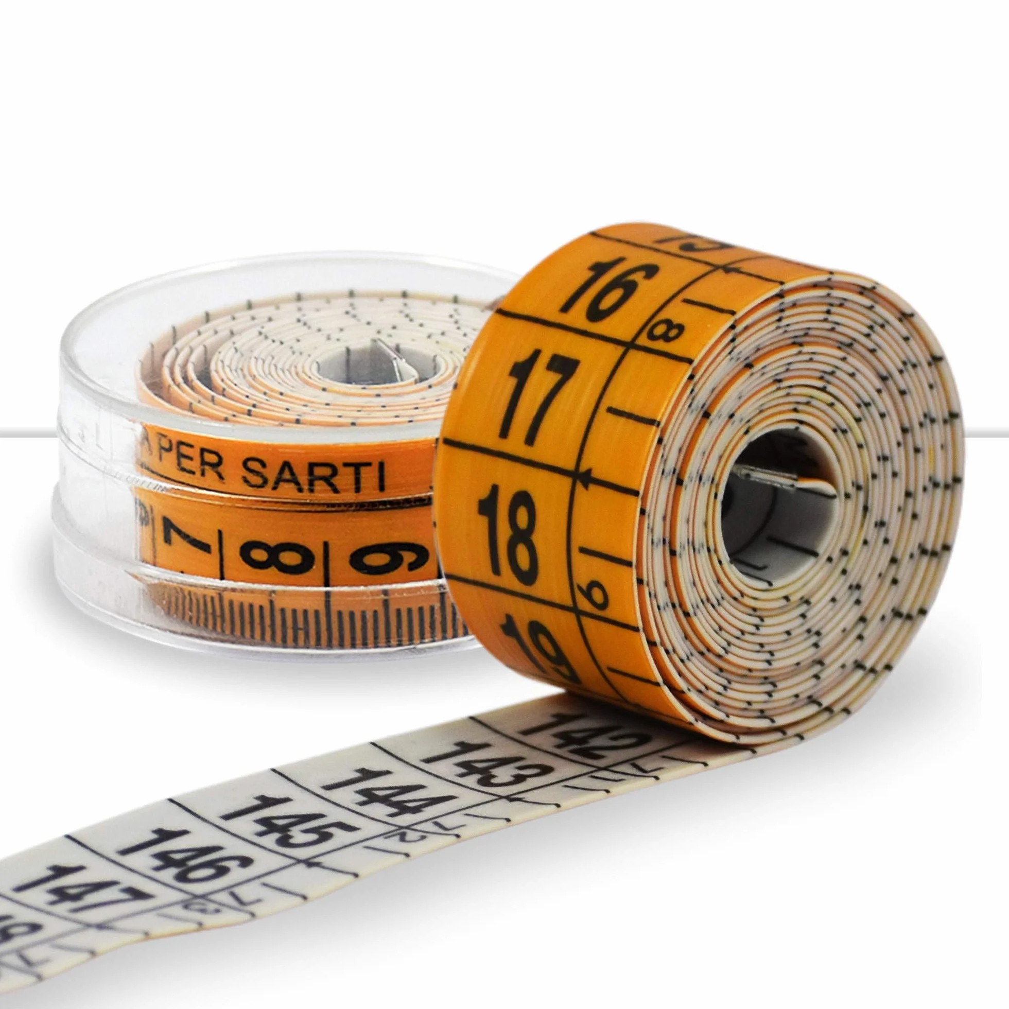 Metro da Sarto BENESSERE In Linea® Centimetro per misurazione corpo - Metro Sarta Morbido Arancio Con Pratica Custodia In Plastica - Metro a Nastro Professionale Avvolgibile Doppia Graduazione 1,5 Mt