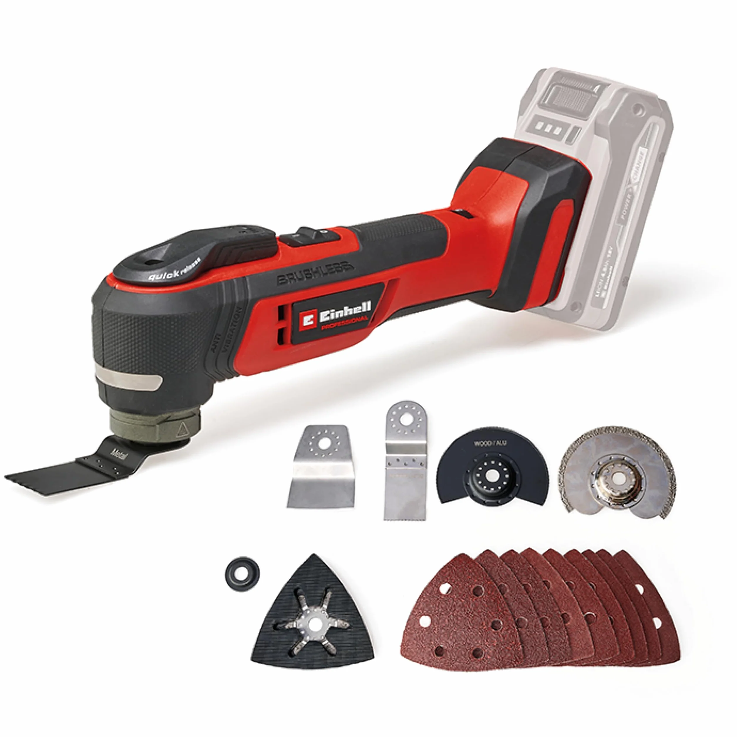 Einhell Professional utensile multifunzione TP-MG 18 Li BL-Solo Power X-Change (18 V, 3 funzioni, mandrino magnetico, accessorio incluso, batteria esclusa)