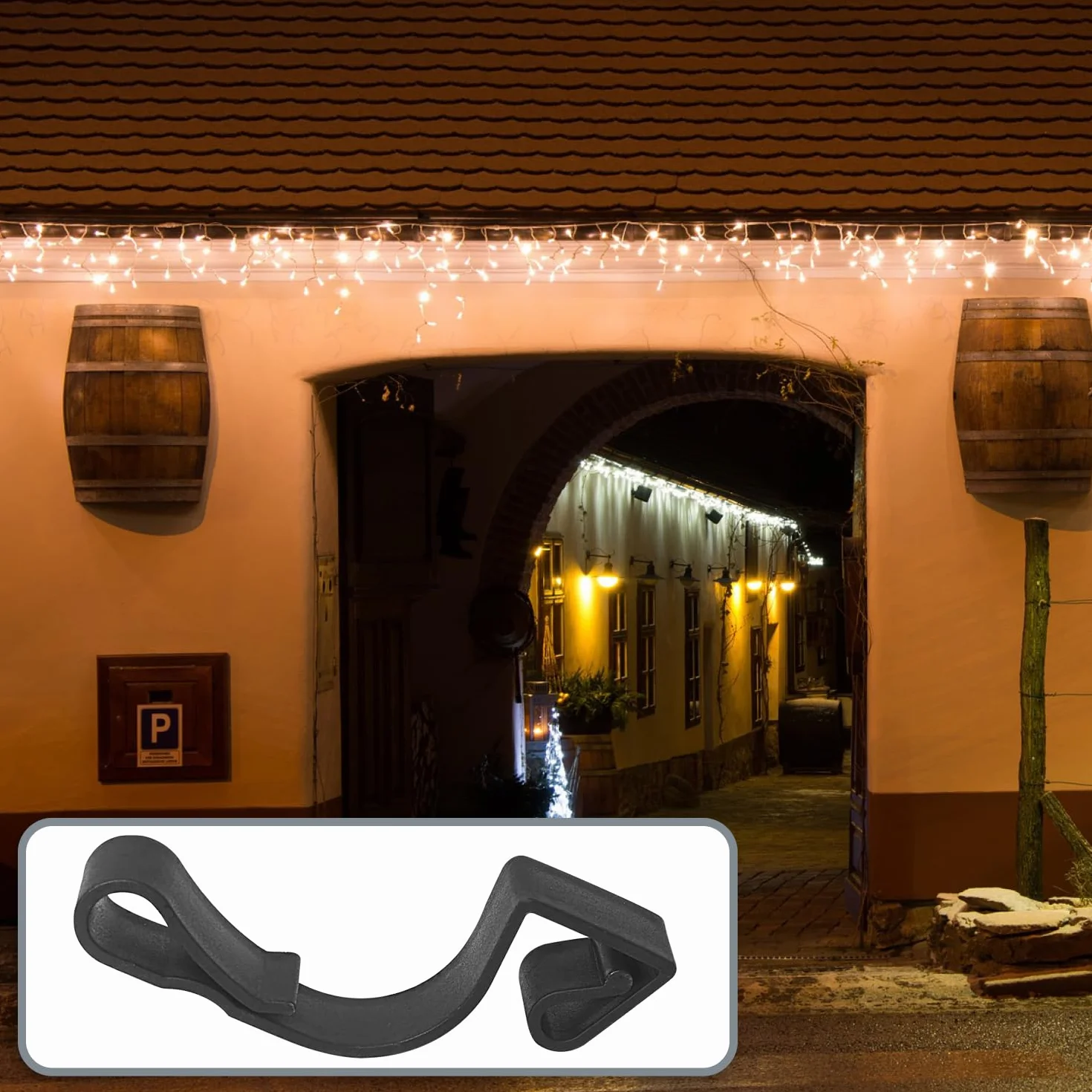 com-four® 50x ganci per grondaie per lucine - ganci per grondaie in plastica - fissaggio per illuminazione esterna natalizia - supporto per lucine