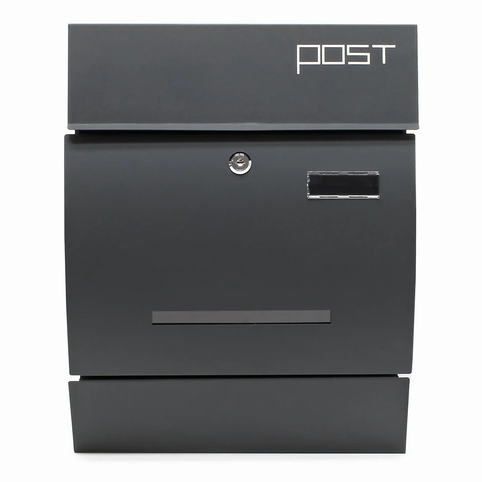 Wiltec Cassetta postale con portagiornale V4 antracite 350 x 95 x 445 mm con vetrino nome