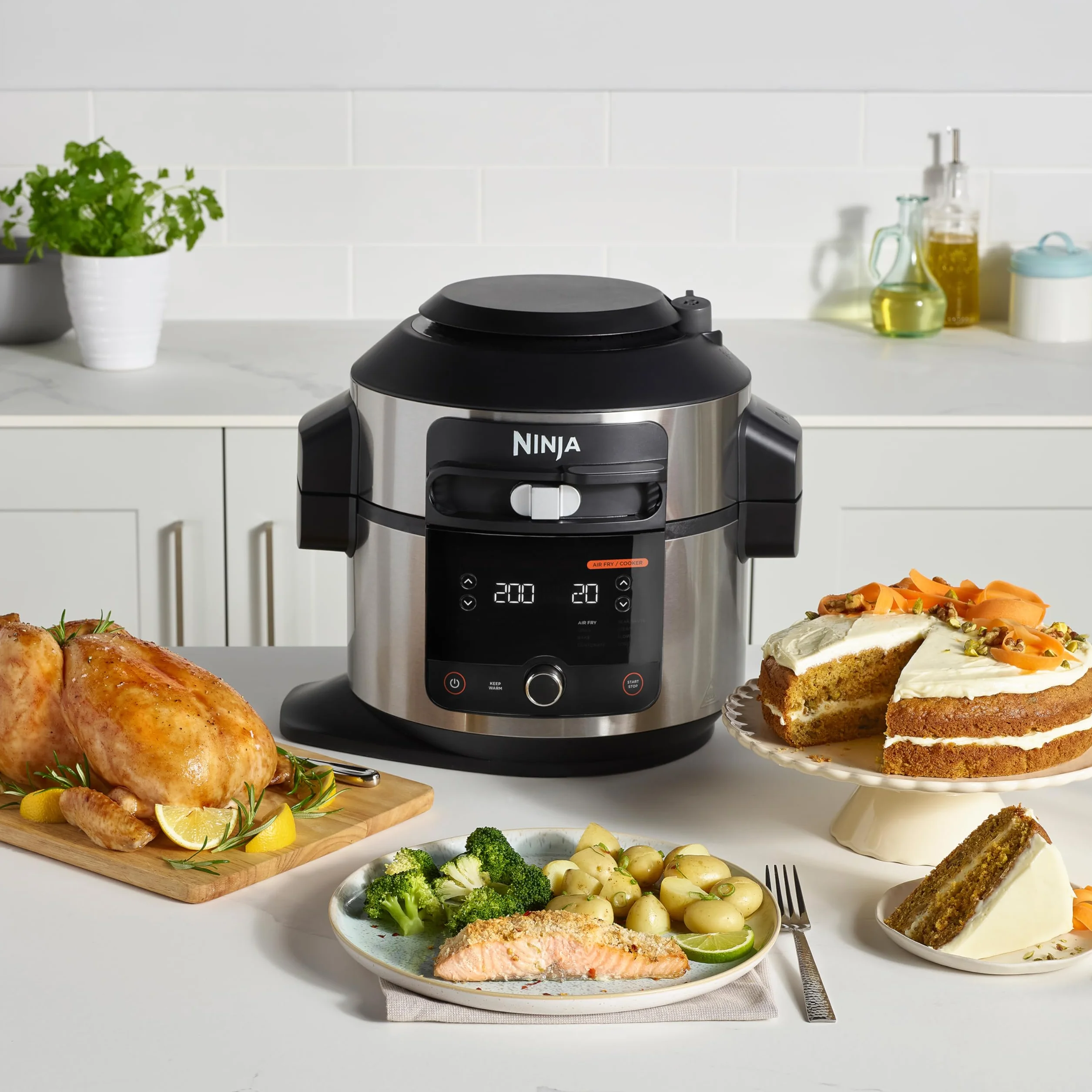 Ninja Foodi Multicooker con Coperchio SmartLid, 11 Funzioni di Cottura Intelligente, 6L, Pentola a Pressione, Friggitrice ad Aria, Cottura a Vapore, Lenta, al Forno, Griglia, Acciaio Inox, OL550EU