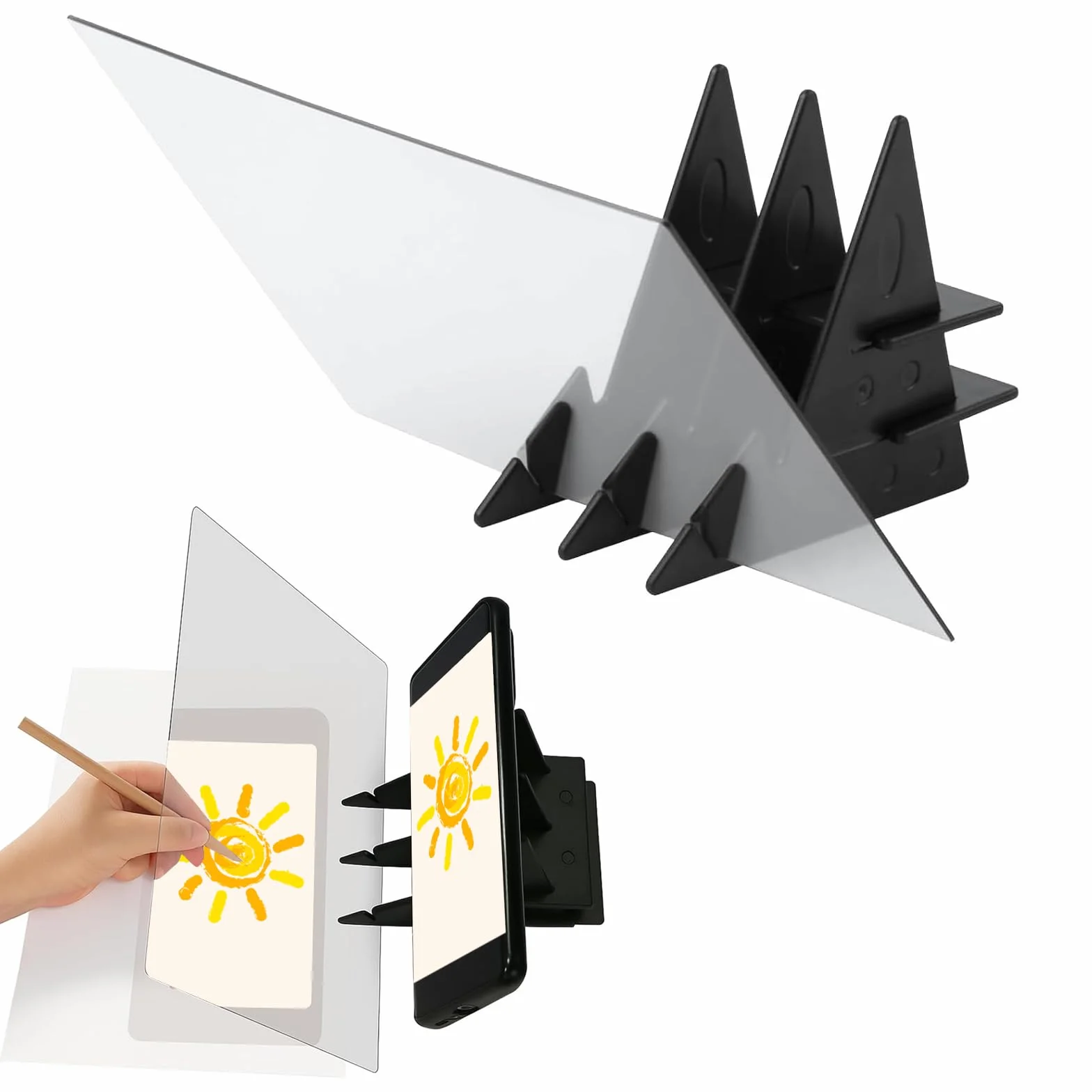 Proiettore Ottico per Disegno e Schizzo per Adulti, Tavolo Trasparente con Riflessione, Compatibile con Smartphone e Tablet, Strumento Artistico Portatile 13,5 x 20 cm