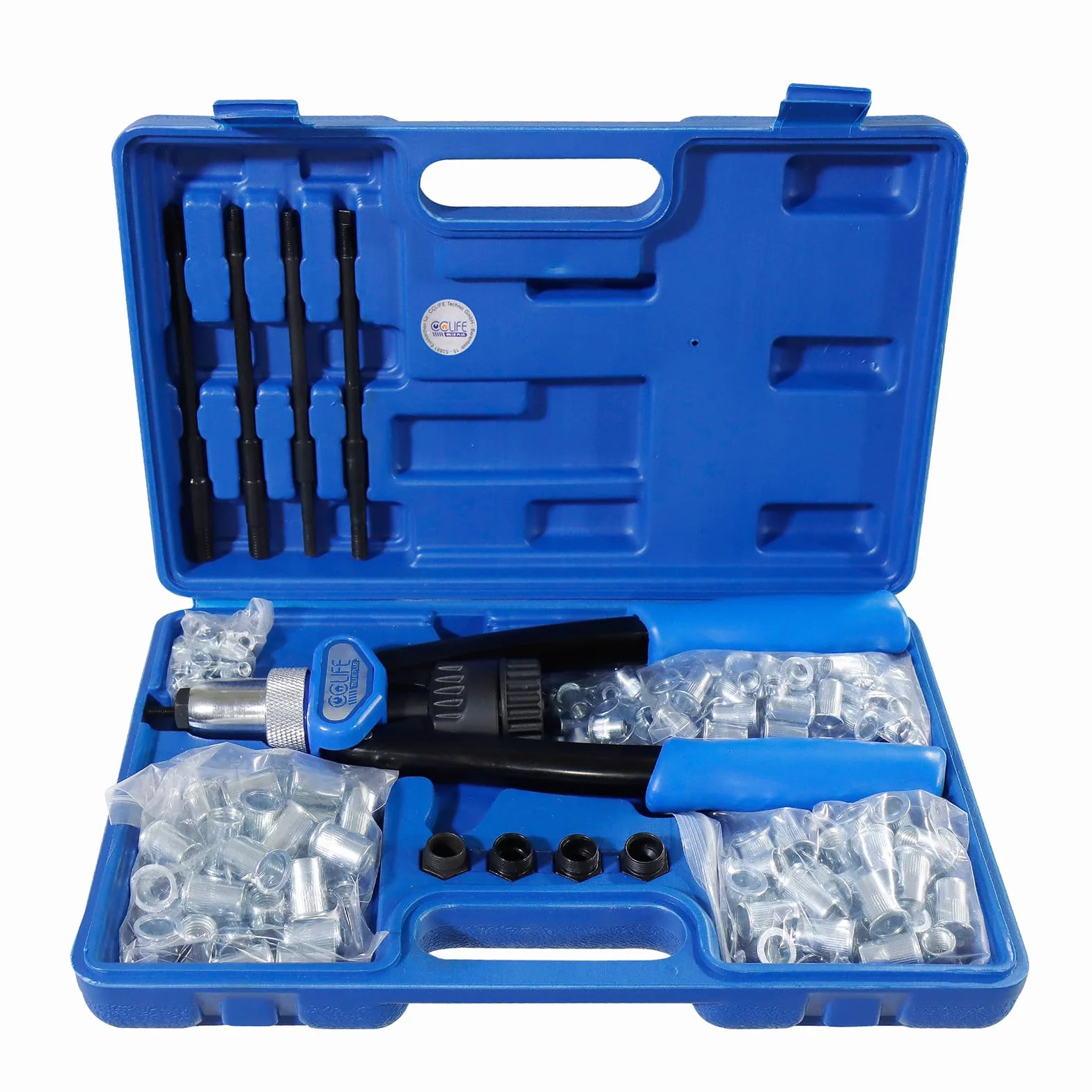 CCLIFE Rivettatrice Manuale per Inserti Filettati Set con Mandrini M5 M6 M8 M10 M12 150 Dadi Acciaio Inossidabile