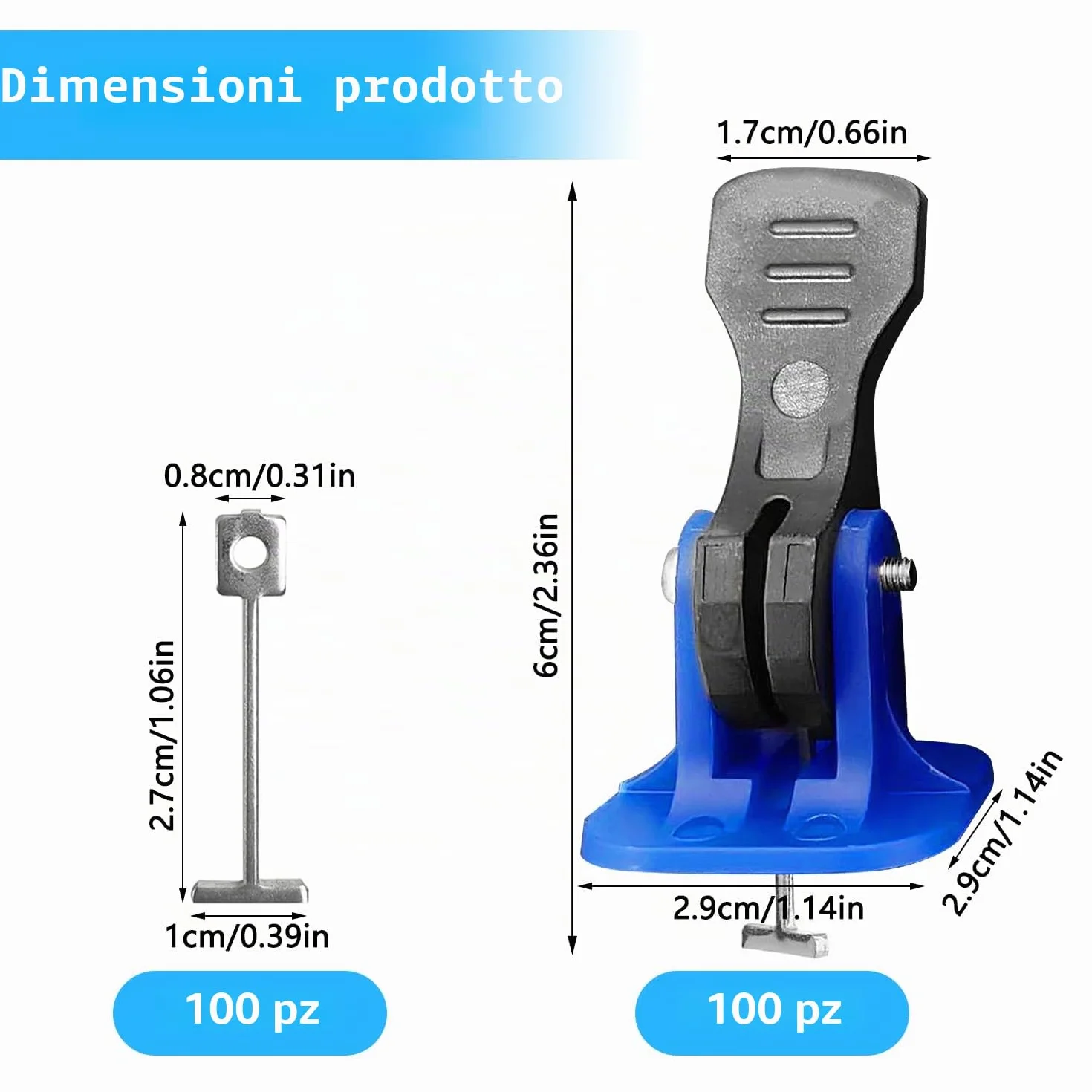 100 Pezzi Riutilizzabili Livellatori per Piastrelle 2mm, Blu Kit Sistema di Livellamento per Piastrelle, 100 Livellamento Regolatore per Pavimenti Dell'edificio