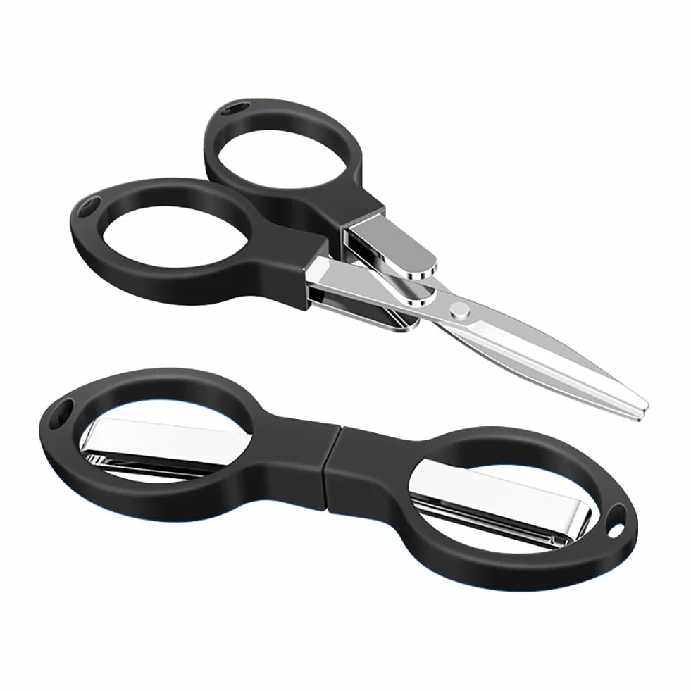 Forbici pieghevoli portatili,Forbici da viaggio di sicurezza,Mini forbici pieghevoli,Pesca,Lavoro ad ago e uso quotidiano,Oro,Nero,2PCS