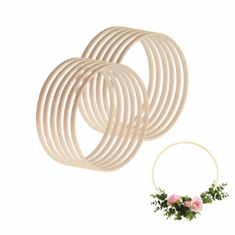 Cerchi in Legno 15 cm Anelli in Bambù Acchiappasogni 12 Pezzi per Decorazioni Macramè