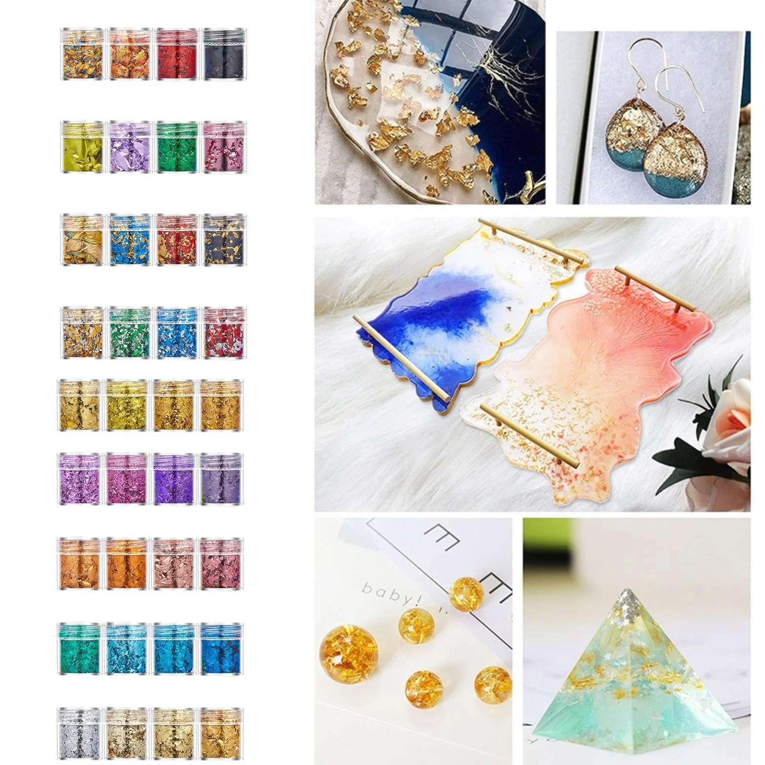 Fiocchi di foglia d'oro lussuosi per resina e lamina decorativa di carta decorativa fiocchi d'oro per progetti artistici
