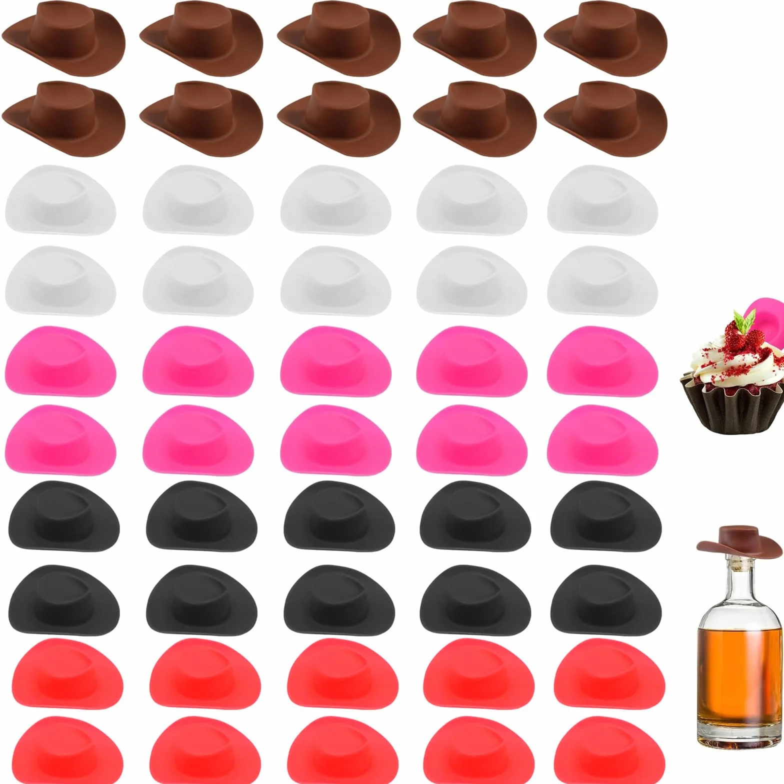 Mini Cappello Cowboy 50 Pezzi – Cappellini Decorativi Colorati per Feste, DIY, Torte e Bambole, Accessori Creativi per Bambini e Adulti