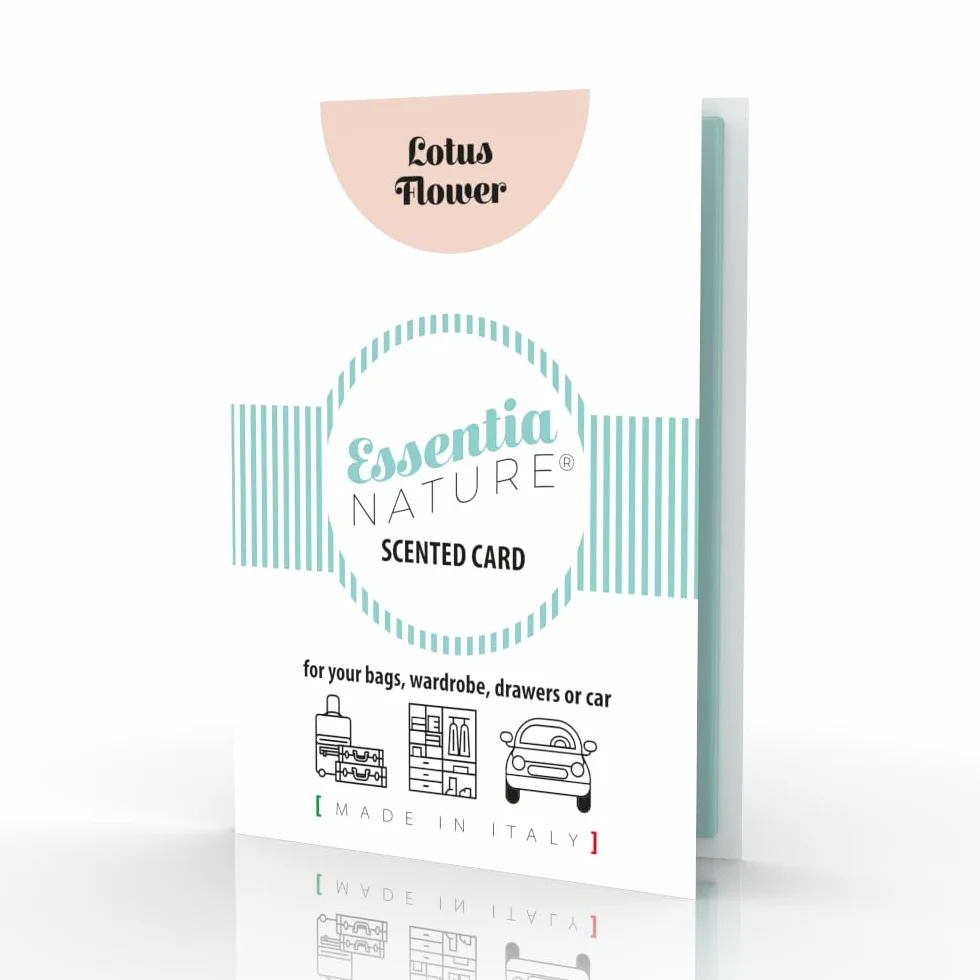 ESSENTIA Card Profumate in Silicone, Ideali per Profumare Armadi, Cassetti, Borse, Auto (Fragranza Fior di Loto, confezione da 5)