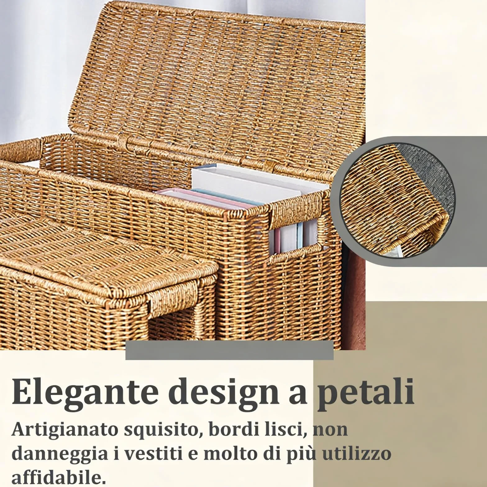 Gralara Cestino Stretto Portaoggetti, Cestino Portaoggetti Intrecciato in PP, Porta Riviste per Cucina, Camera da Letto, Cameretta, Salotto e Ufficio, S (38 x 15 x 27 Cm)