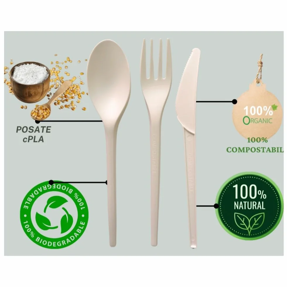 Generico 50 COLTELLI in CPLA Compostabili e Biodegradabili colore Bianco MONOUSO IN FIBRA VEGETALE RISPETTA L'AMBIENTE