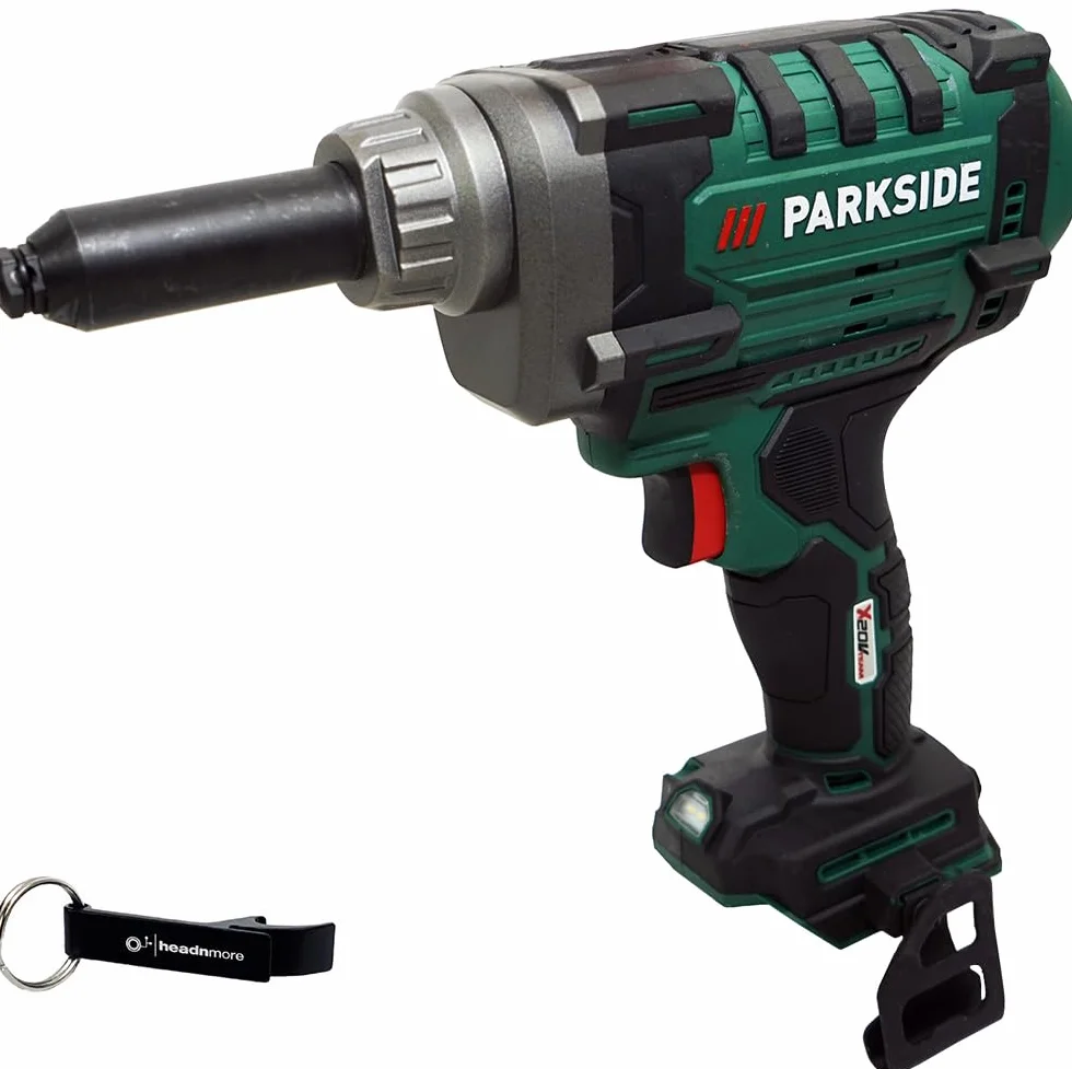 Offerta per Originale Rivettatrice a Batteria 20V PABNSG 20-Li – Motore Brushless – compatibile con la serie PARKSIDE X 20 V Team – senza batteria e caricabatterie + Apribottiglie HEADNMORE