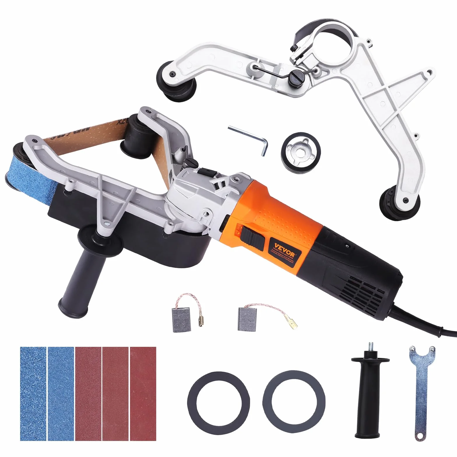 VEVOR Levigatrice per tubi 1300 W, levigatrice a nastro per tubi con 6 velocità, 1100-3200 giri/min, levigatrice a nastro professionale 100 pezzi, con cinghie di levigatura per lucidatura e rimozione